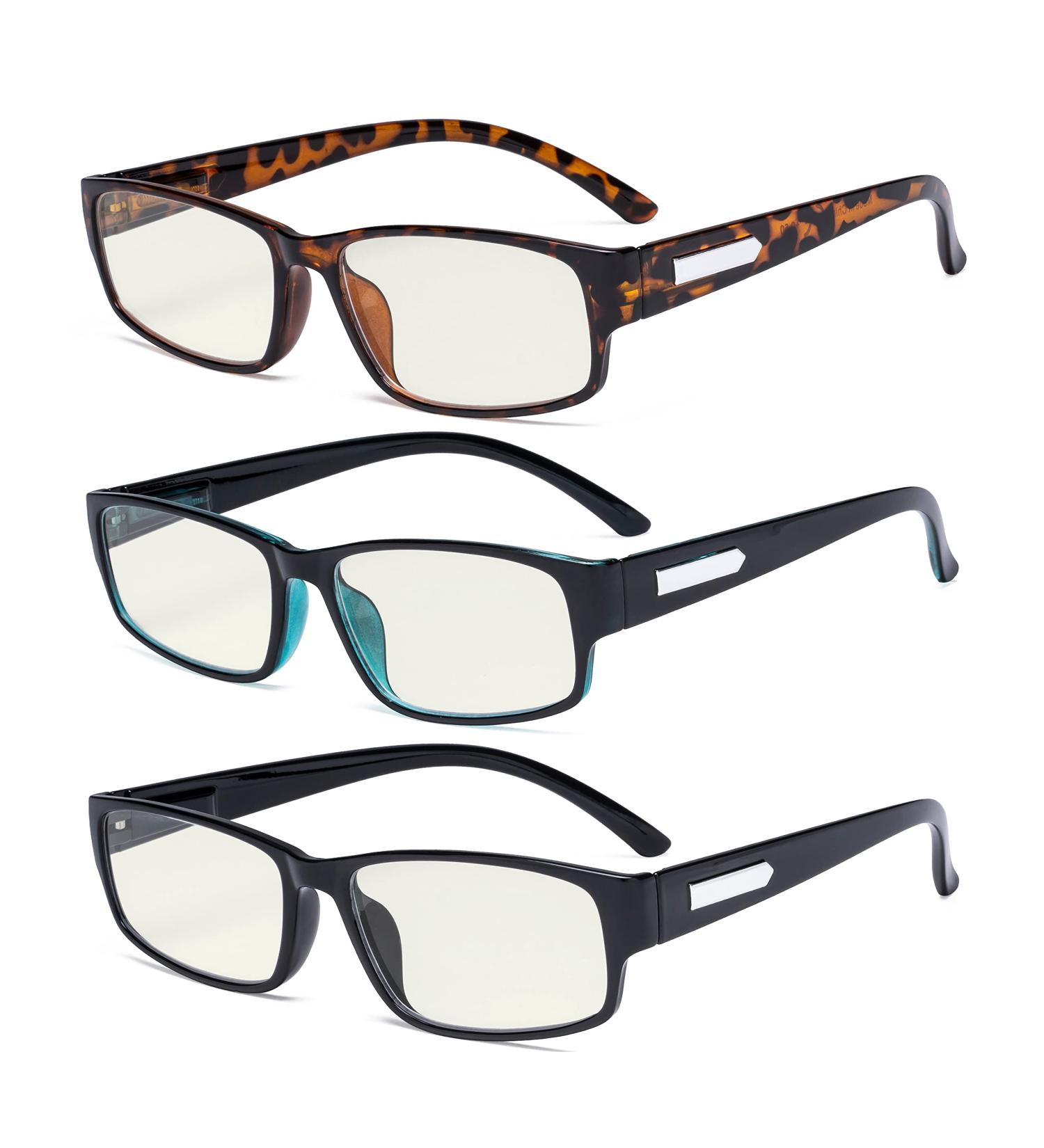 Eyekepper 3 Pack Blue Light Filter Glasses for Men - Computer & Reading Glasses +1.50 Strength Digital Glare Blocking 3 Pairs - Buy Online on GoSupps.com