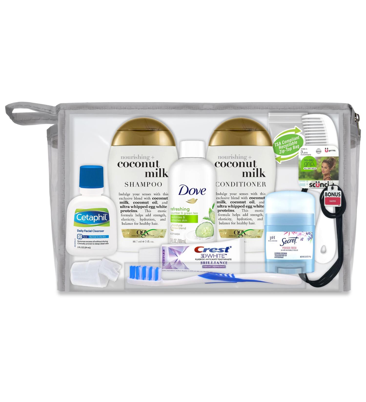 Women's Deluxe 17 PC Kit with Coconut Milk Hair, Face & Body Care - Travel-Size Essentials - Buy Online on GoSupps.com