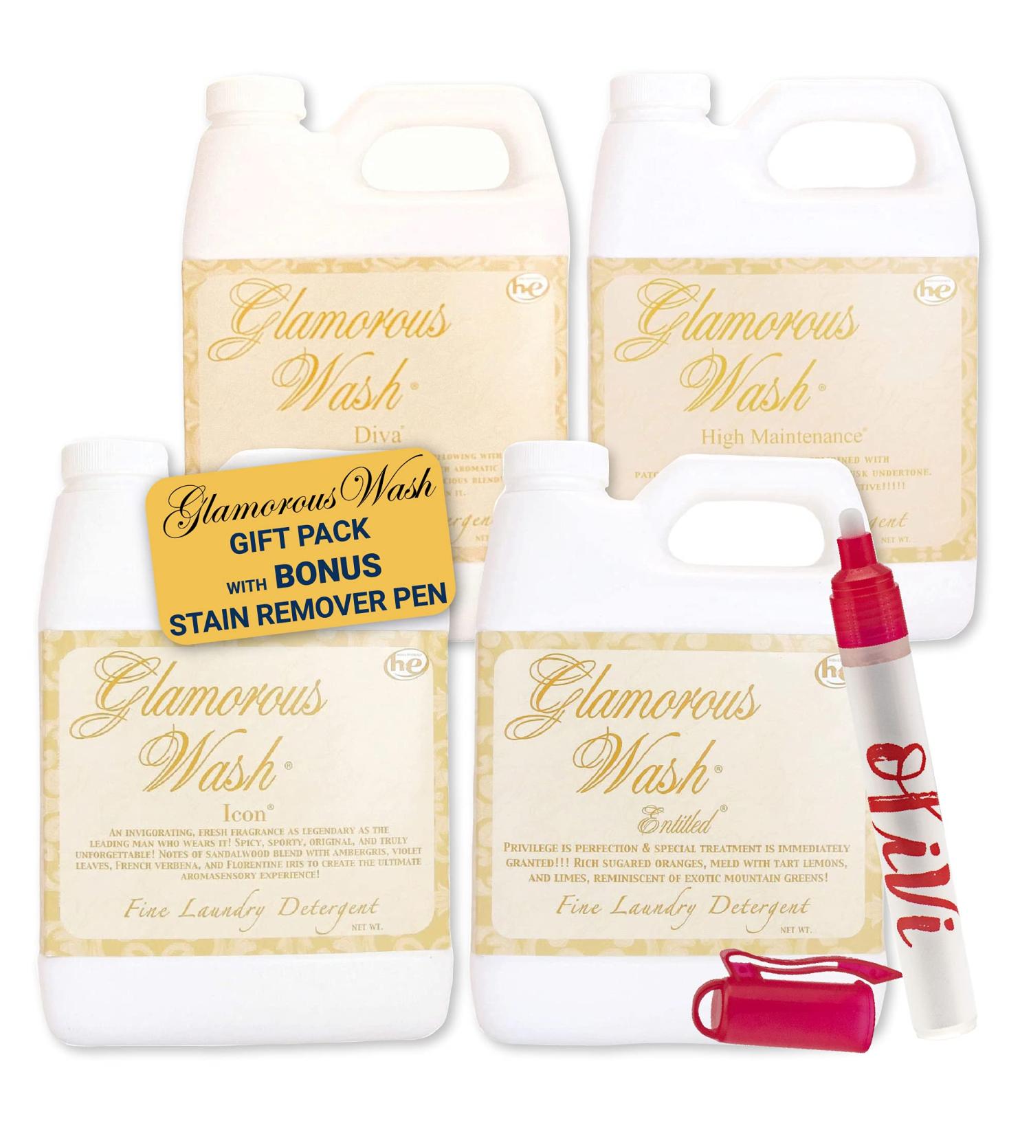 Tyler Glamorous Wash Liquid Laundry Detergent Gift Pack | 4x4 fl oz + Olivi Stain Remover Pen | Perfect for Clothes Linen Lingerie & Delicate Fabrics | International Shipping Available - Buy Online on GoSupps.com