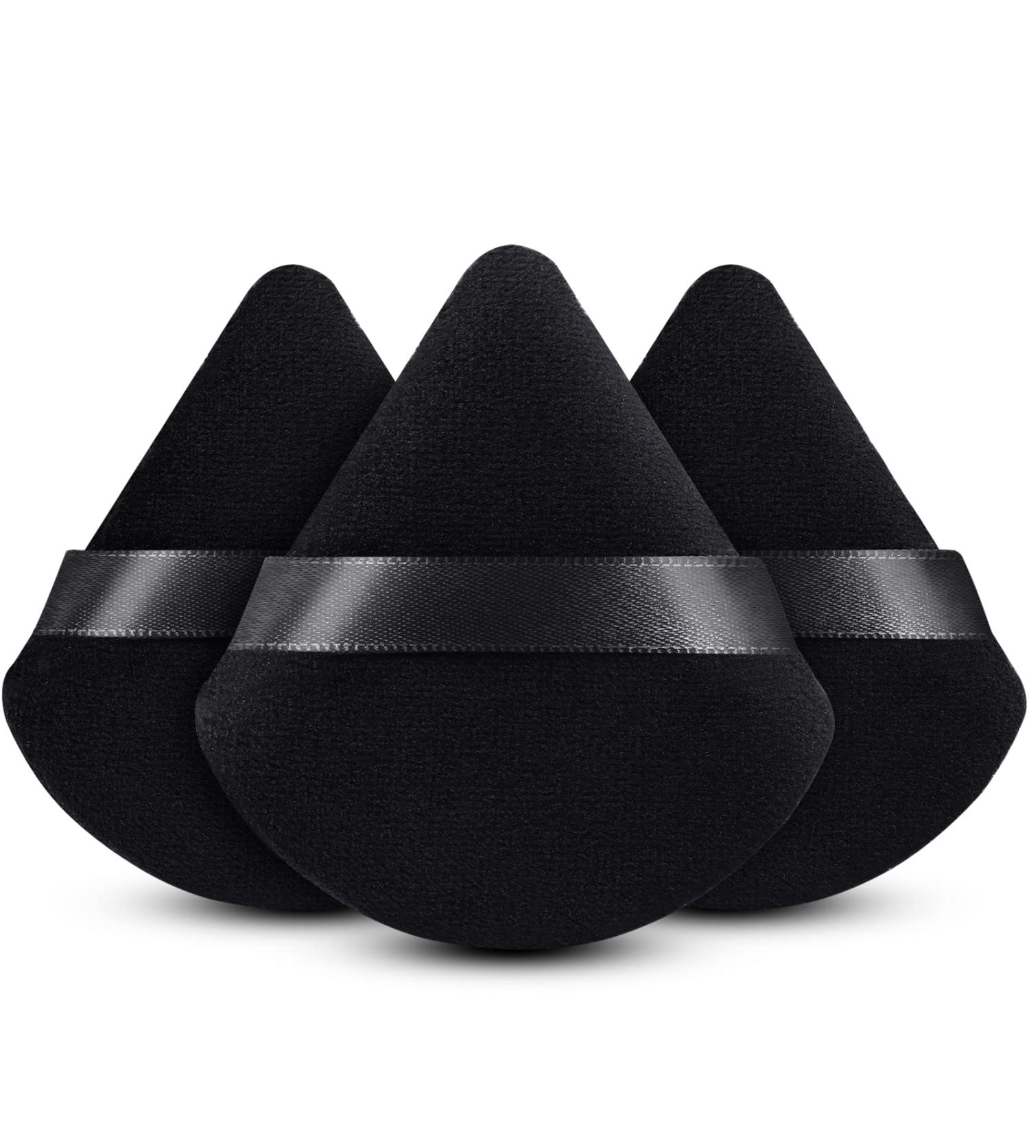 Triangle-Black Foonbe Powder Puff Set for Loose Powder & Liquid Cosmetic - Soft Plush Makeup Foundation Tool (3Pcs) - Buy Online on GoSupps.com