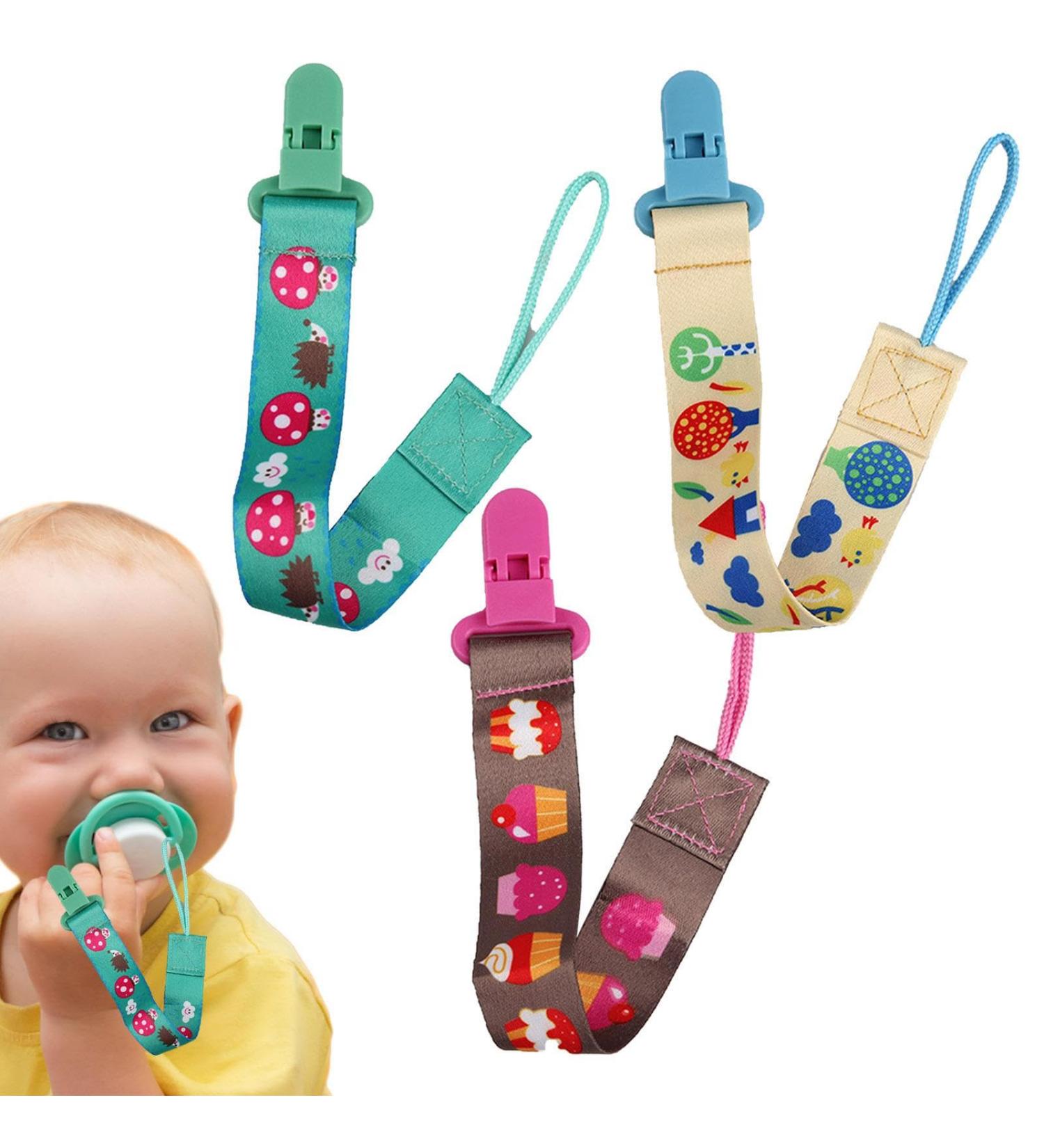 Povanj Pacifier Holder Clip | Fabric Pacifier Clamp - Soft Secure & Stylish for Babies & Kids (T10 Combination) - Buy Online on GoSupps.com