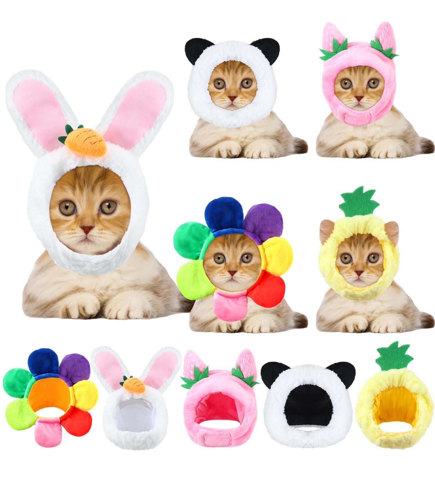 Fun Cat Hat & Cute Rabbit Ears Costume for Cats and Small Dogs Perfect Party Accessories for Kittens & Puppies - Buy Online on GoSupps.com
