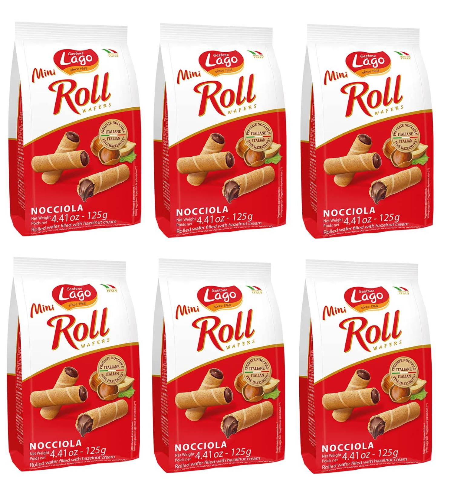  Italian Gourmet E.R. Gastone Lago Set of 6 mini Nocciola waffle rolls with hazelnut cream 125 g - Buy Online on GoSupps.com