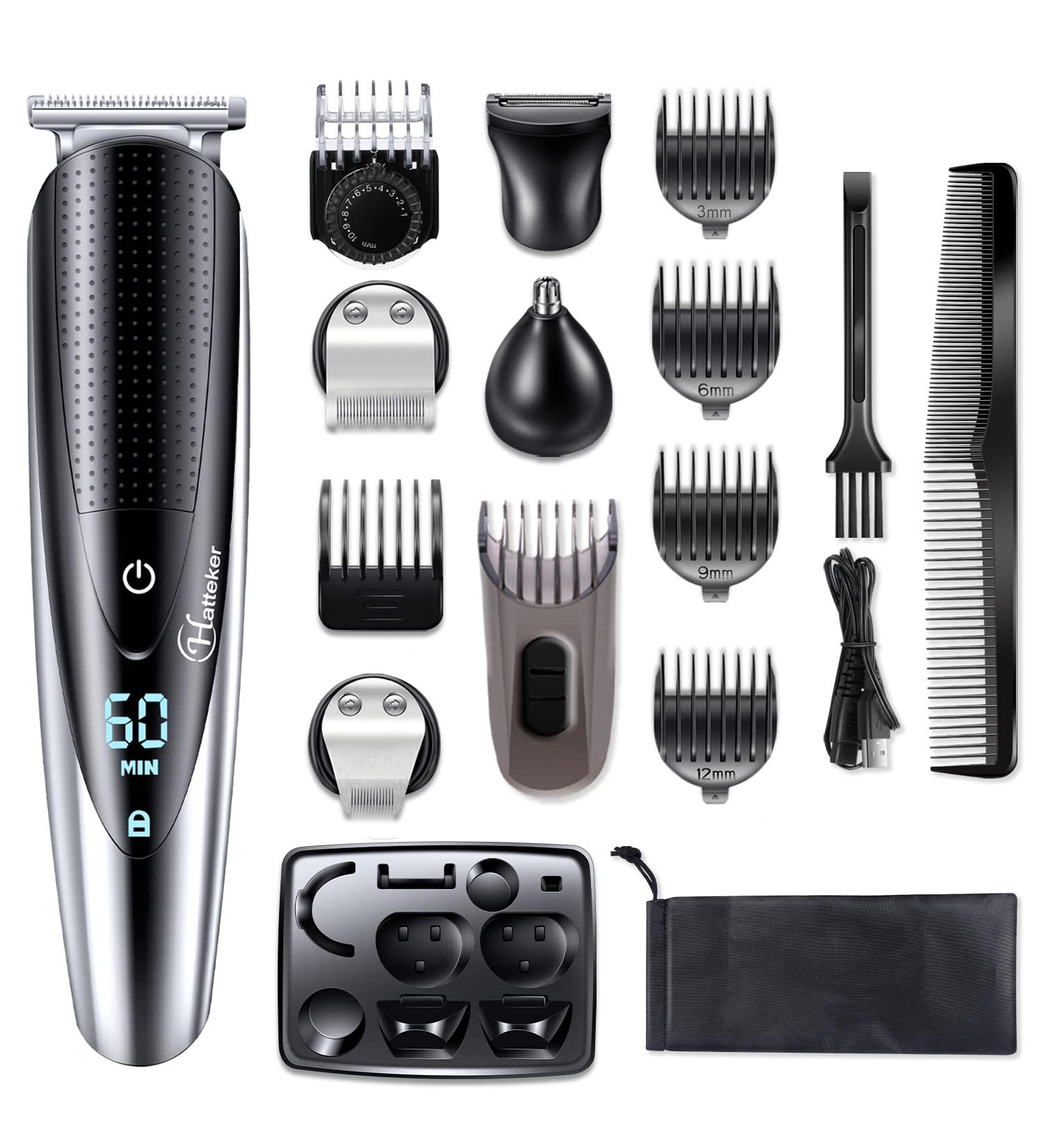Hatteker Men's 5 in 1 Grooming Kit - Cordless Waterproof Hair Clipper, Beard Trimmer, Mustache Trimmer, Body Groomer, Nose and Ear Trimmer - Professional Men's Hair Trimmer - Buy Online on GoSupps.com