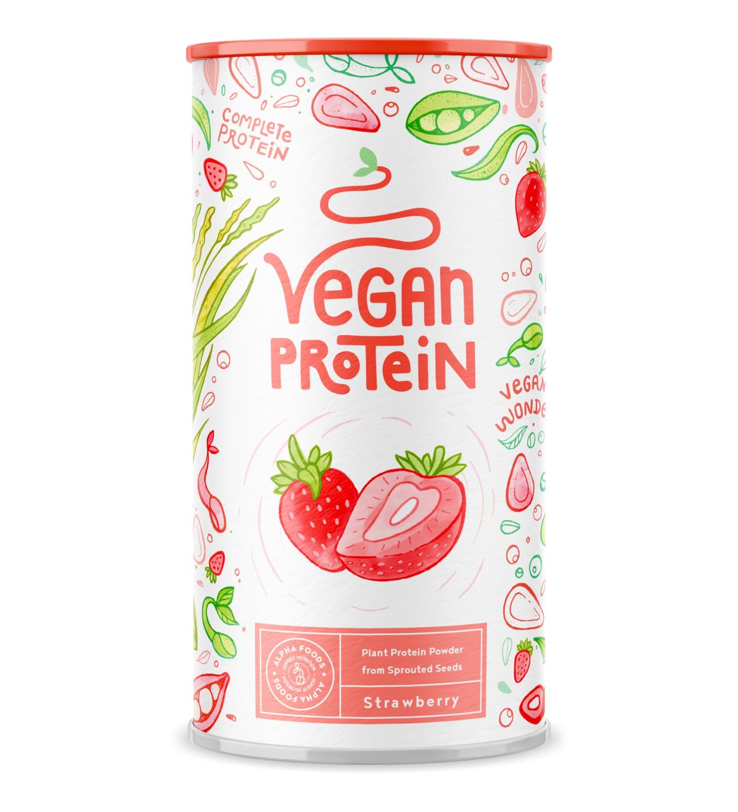 Vegan Strawberry Protein Powder - 600g | Plant-Based Rice Pea Chia & Seed Blend - International Shipping - Buy Online on GoSupps.com