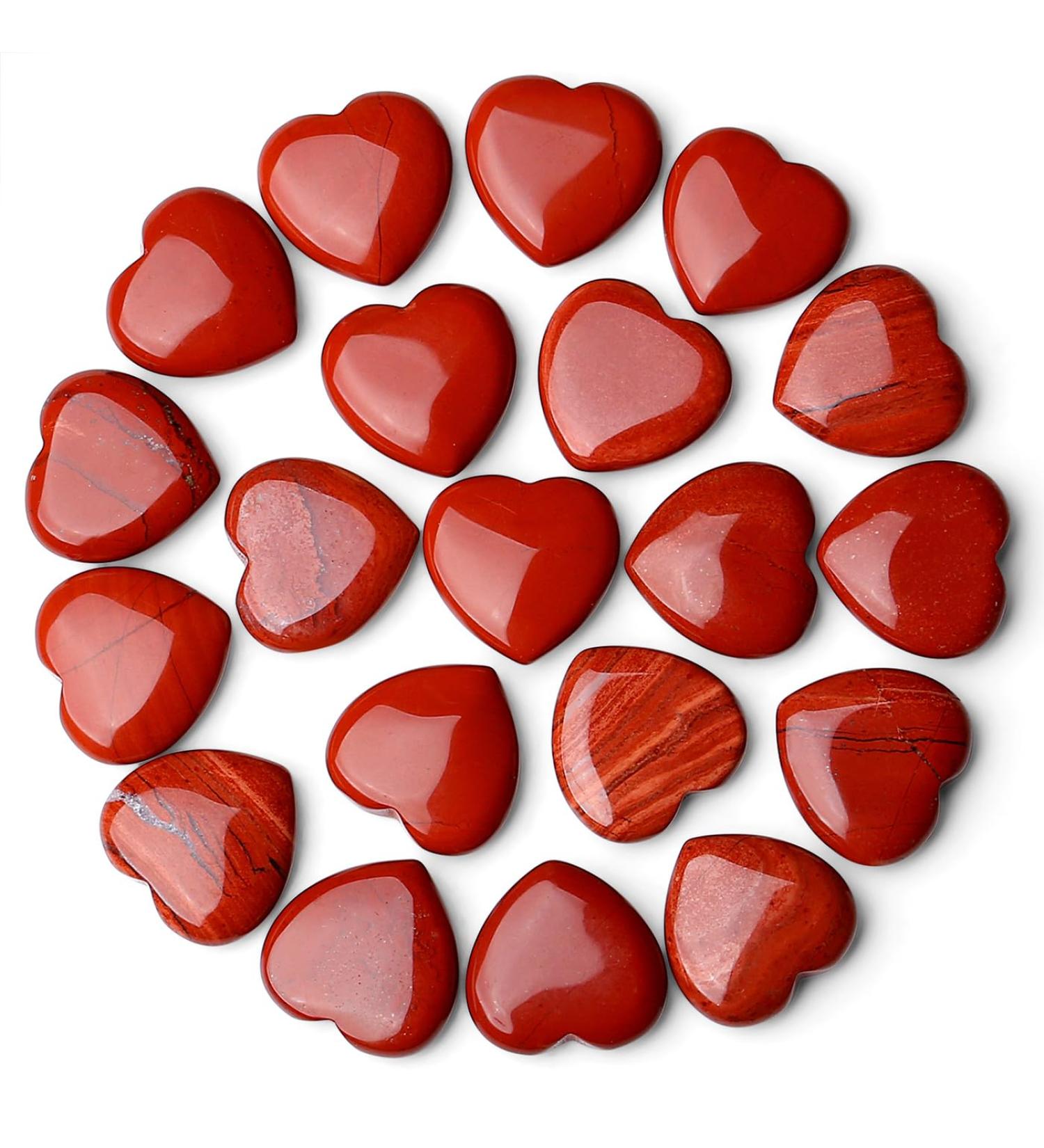 MAIBAOTA Red Jasper Healing Crystals Gemstones Pocket Gifts Heart-Shaped Nature Spiritual Energy for Women Men Reiki Divination Balancing Yoga Meditation 10PCS - Buy Online on GoSupps.com