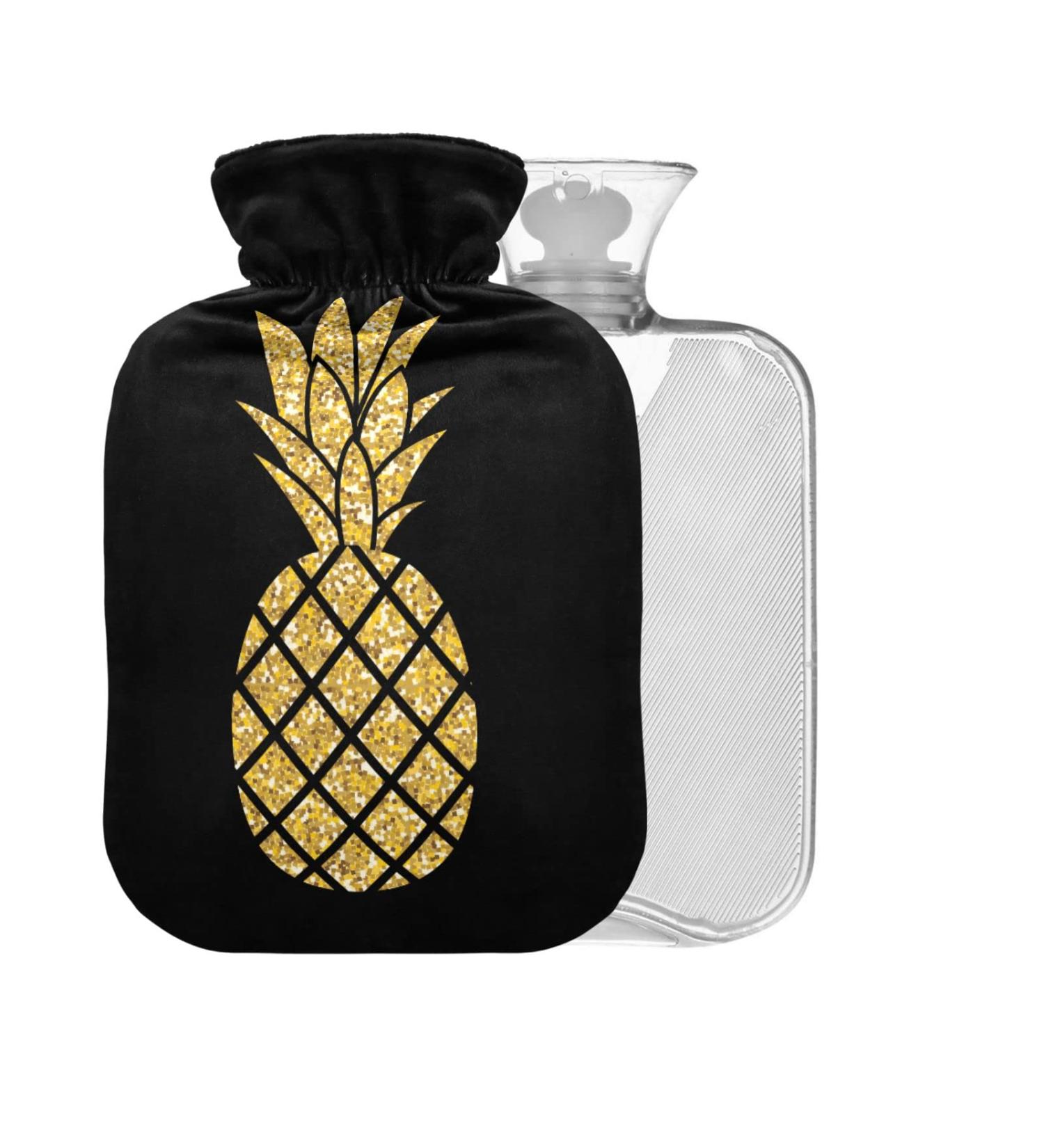 Gold Glitter Pineapple Heat Bottle BPA-Free 2L Hot Water Bag for Pain Relief & Therapy - Buy Online on GoSupps.com