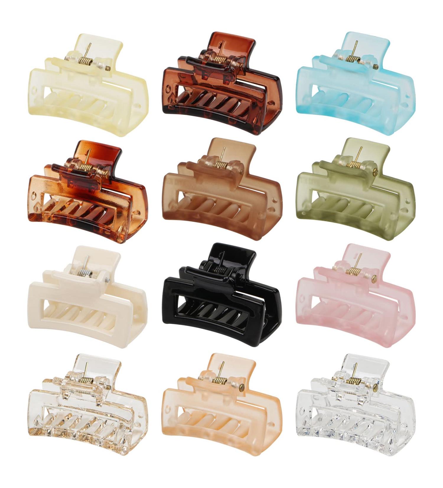 12 PCS Mini Square Hair Claw Clips for Women & Girls - Non-slip Tiny Rectangle Jaw Clips for Thin/Medium Hair - Buy Online on GoSupps.com