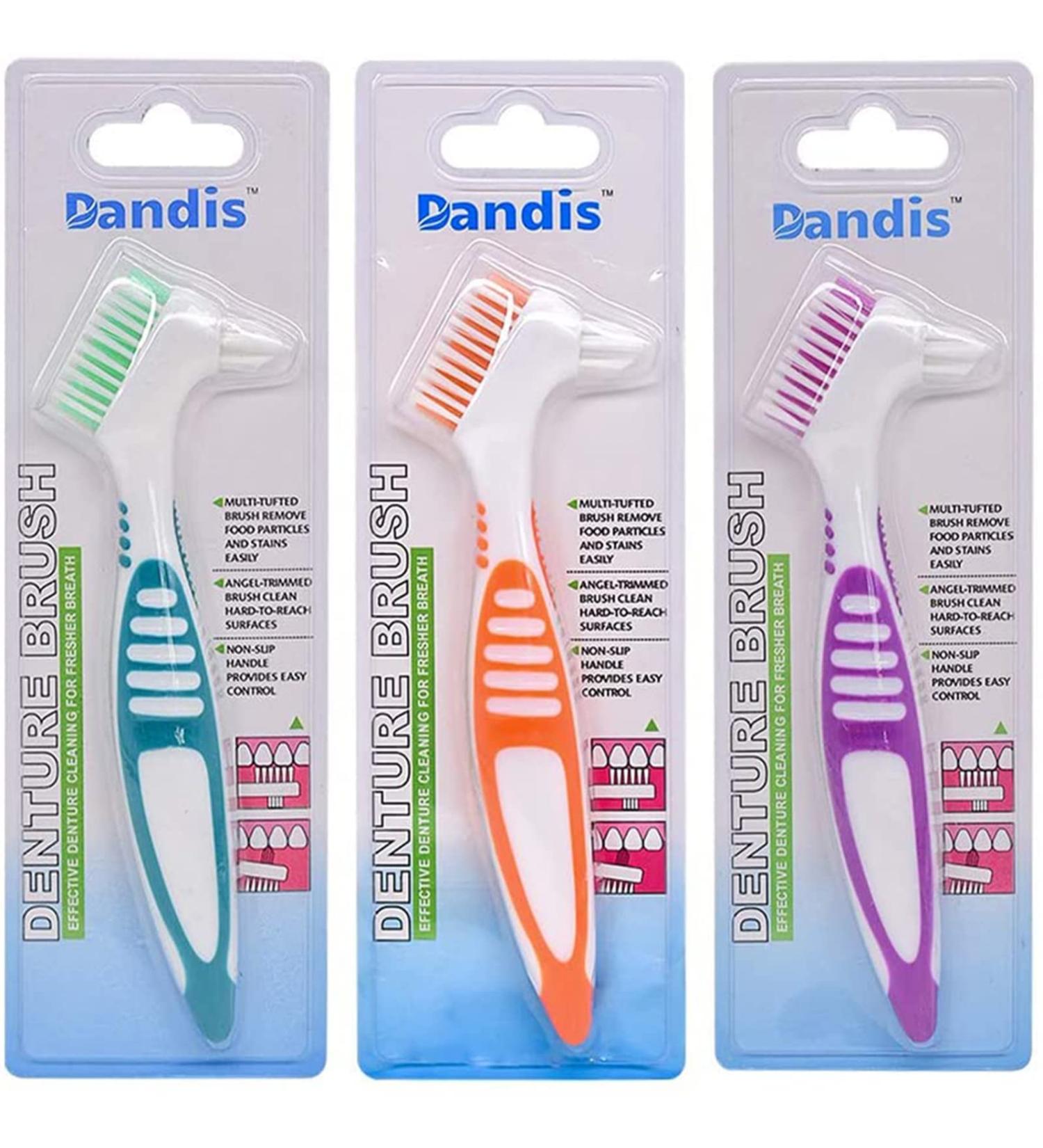 Chargenyang Denture Brush Dual Head Toothbrushes Hard Denture Cleaning Brush Denture Toothbrush Cleaning Brush False Teeth Brush Toothbrush(3PACK) - Buy Online on GoSupps.com