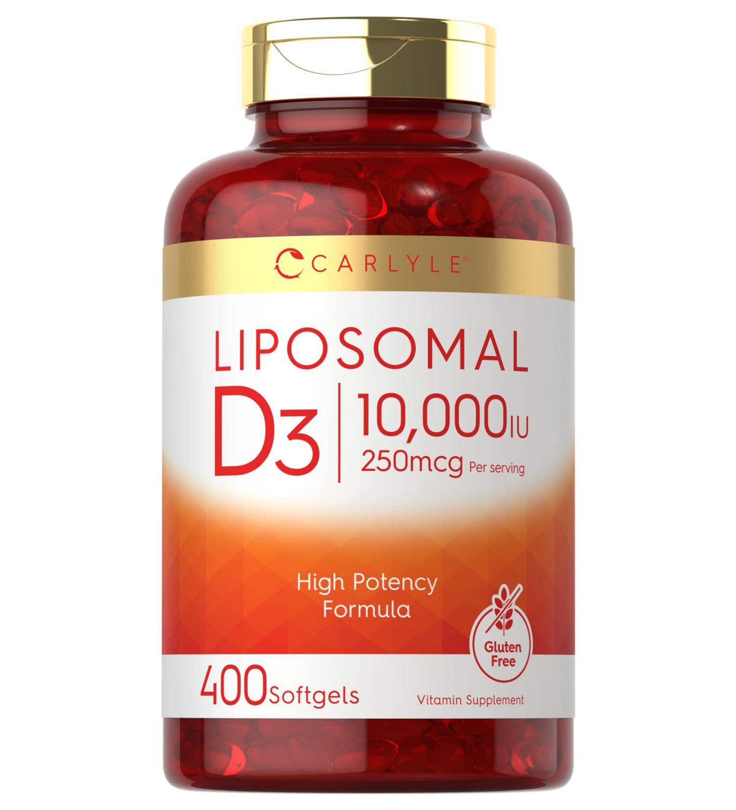 Carlyle Liposomal Vitamin D3 10,000 IU 400 Softgels | Non-GMO Gluten Free | High Potency Supplement - Buy Online on GoSupps.com