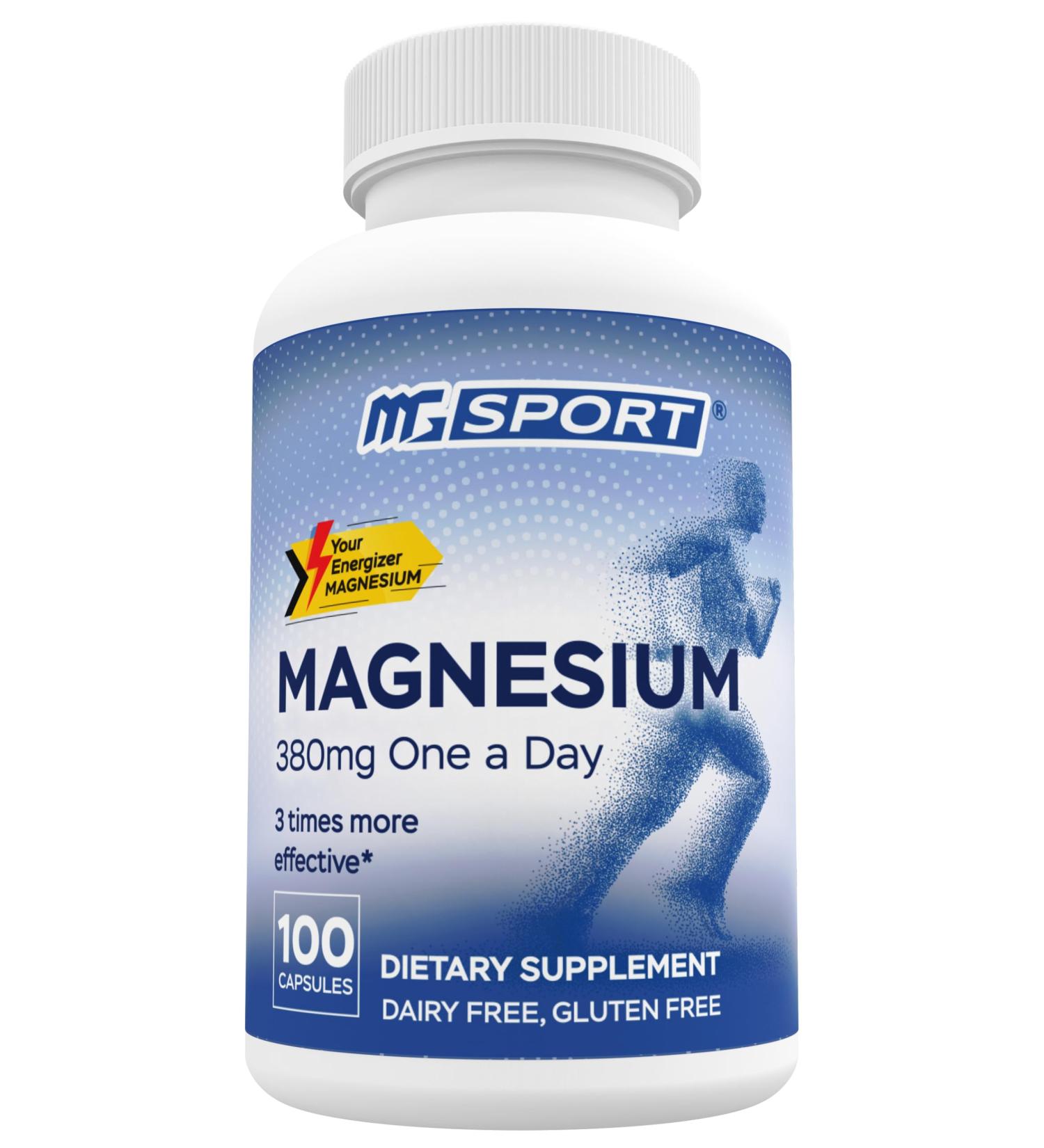 Magnesium Supplement Complex MGSPORT - High Absorption Supplement with Vitamins B6 D E - Relieves Leg Cramps & Muscle Support - 100 Servings Unflavored 100 Count (Pack of 1) - Buy Online on GoSupps.com