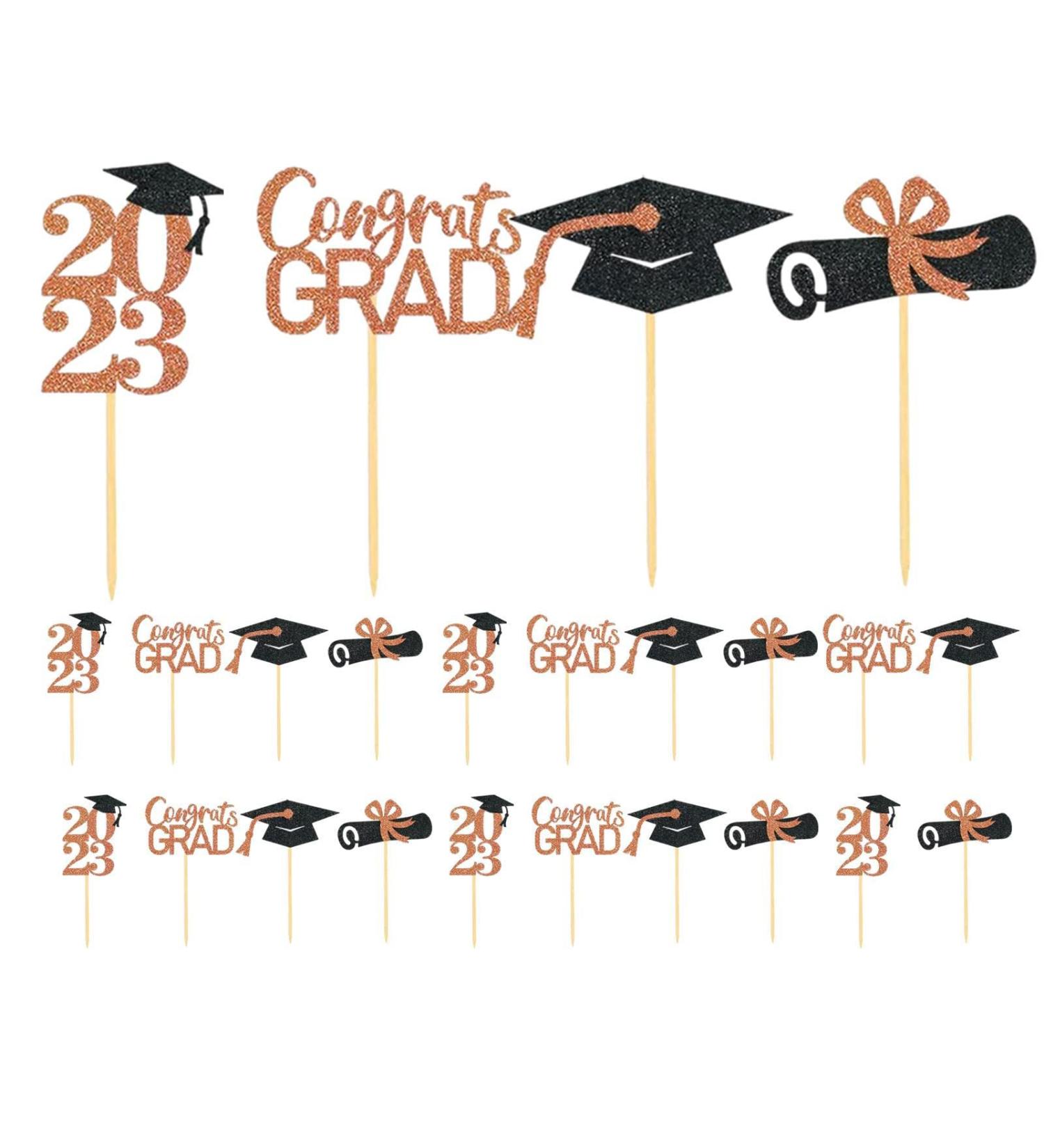 mantong Class of 2023 Cupcake Toppers | 24 Pack 2023 Graduation Cupcake Toppers - Class of 2023 Graduation Caps Cupcake Picks for Party Cake Decorations Supplies - Buy Online on GoSupps.com