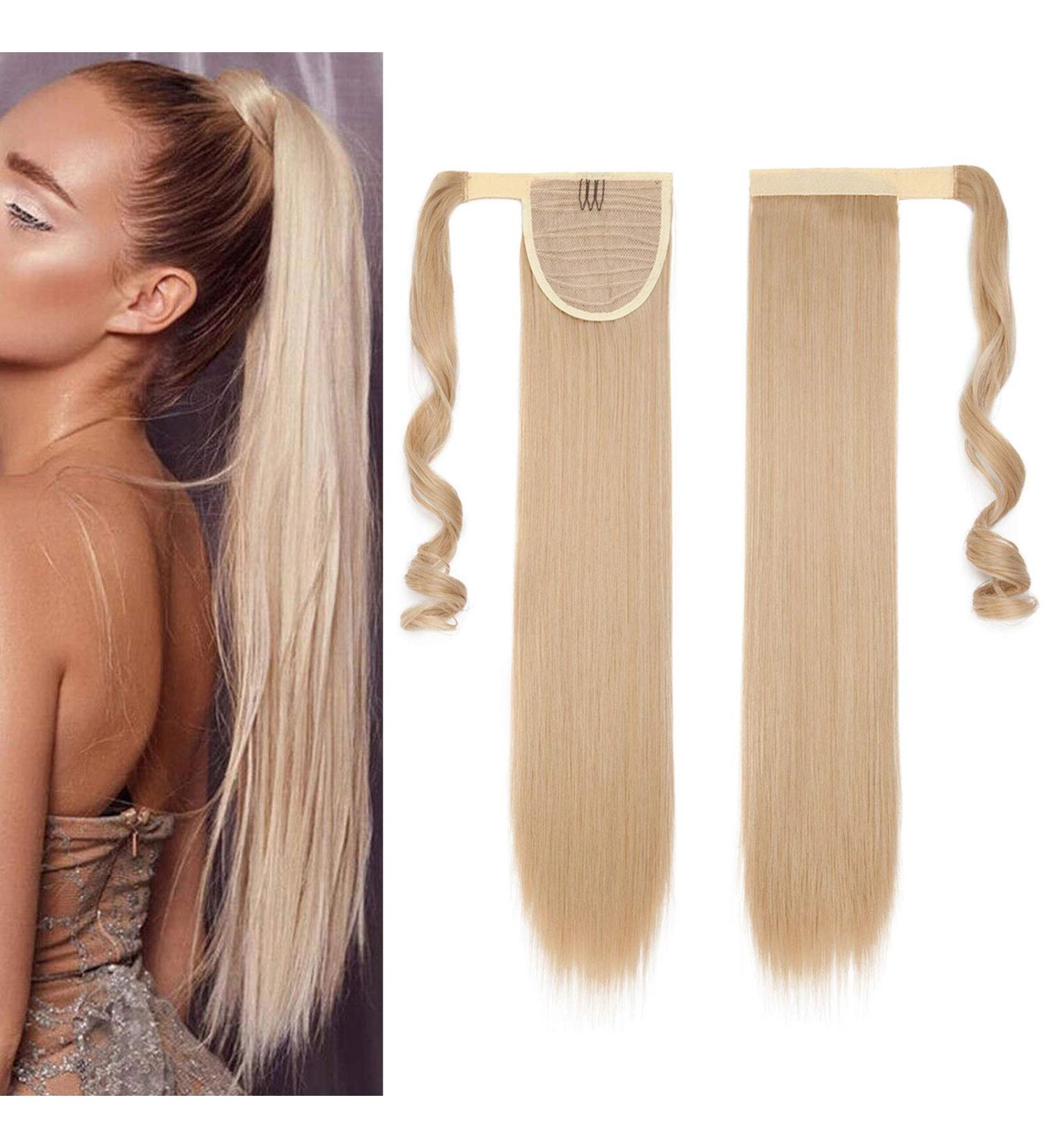 S-noilite Trendy 23 Straight Wrap Around Ponytail Clip in Hair Extension - Dark Blonde/Bleach Blonde Mix, 23 Inch - Buy Online on GoSupps.com