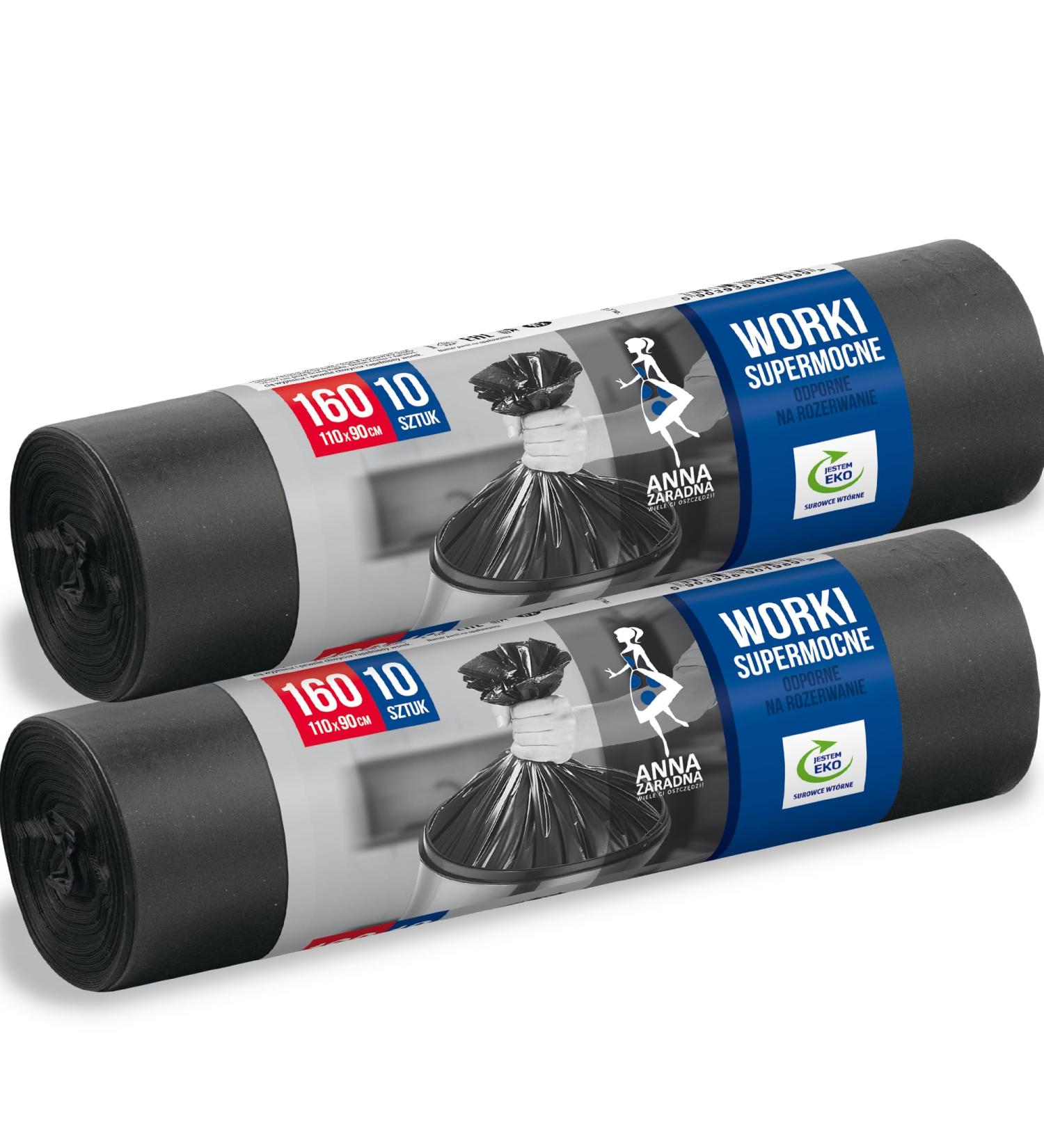 Large Garbage Bags 160L - Super Stark Advantage Pack (20 pcs) | 100% Recycled Durable & Eco-Friendly | 110x90cm 35 m | Ideal for Big Projects - Buy Online on GoSupps.com