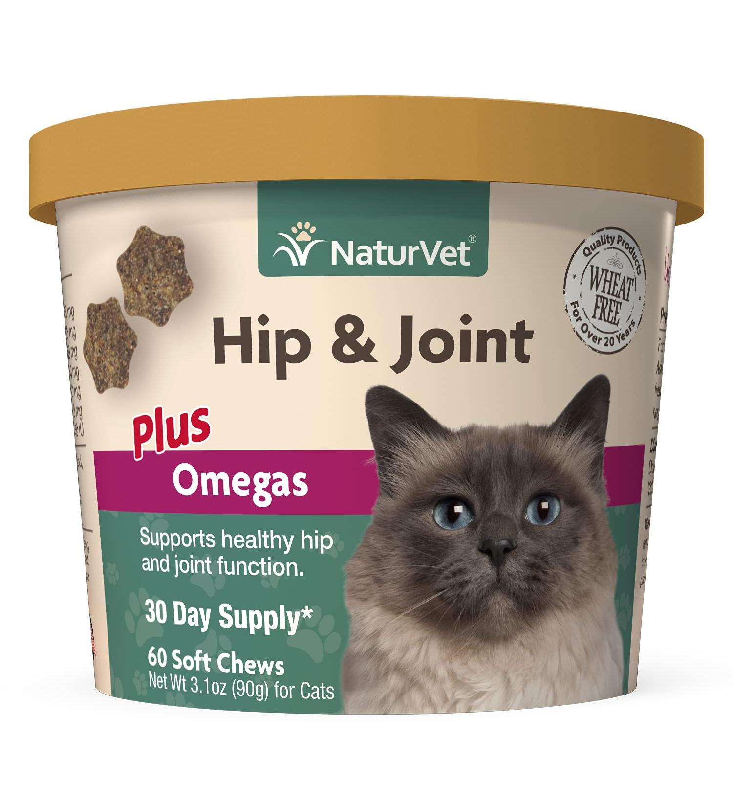 NaturVet Hemp Joint Health for Cats | 60 Soft Chews | Glucosamine & MSM | Omega-3 Support | Healthy Hips & Joints | 30 Day Supply - Buy Online on GoSupps.com