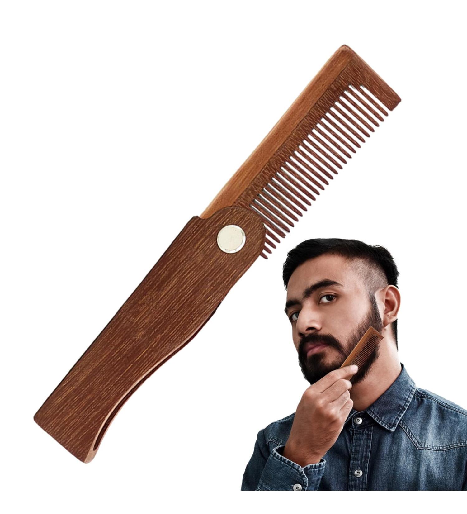 Bart Comb - Antistatic Beard Comb for Men | Portable Collapsible Wooden Pocket Comb - Buy Online on GoSupps.com