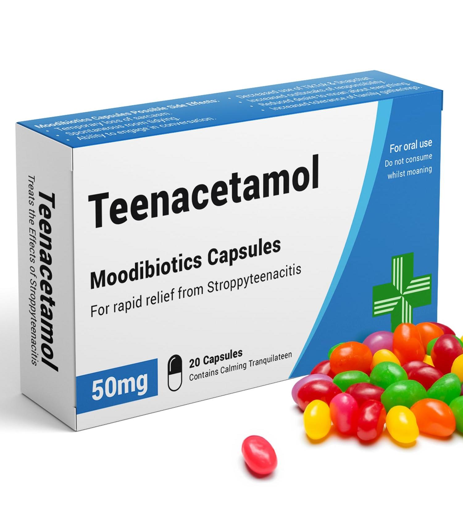 Teenacetamol: Funny Gifts for Teens - Prank Pill Box with Jelly Bean Sweets 50g | 13th, 17th, 18th Birthday Gifts for Boys & Girls - Buy Online on GoSupps.com