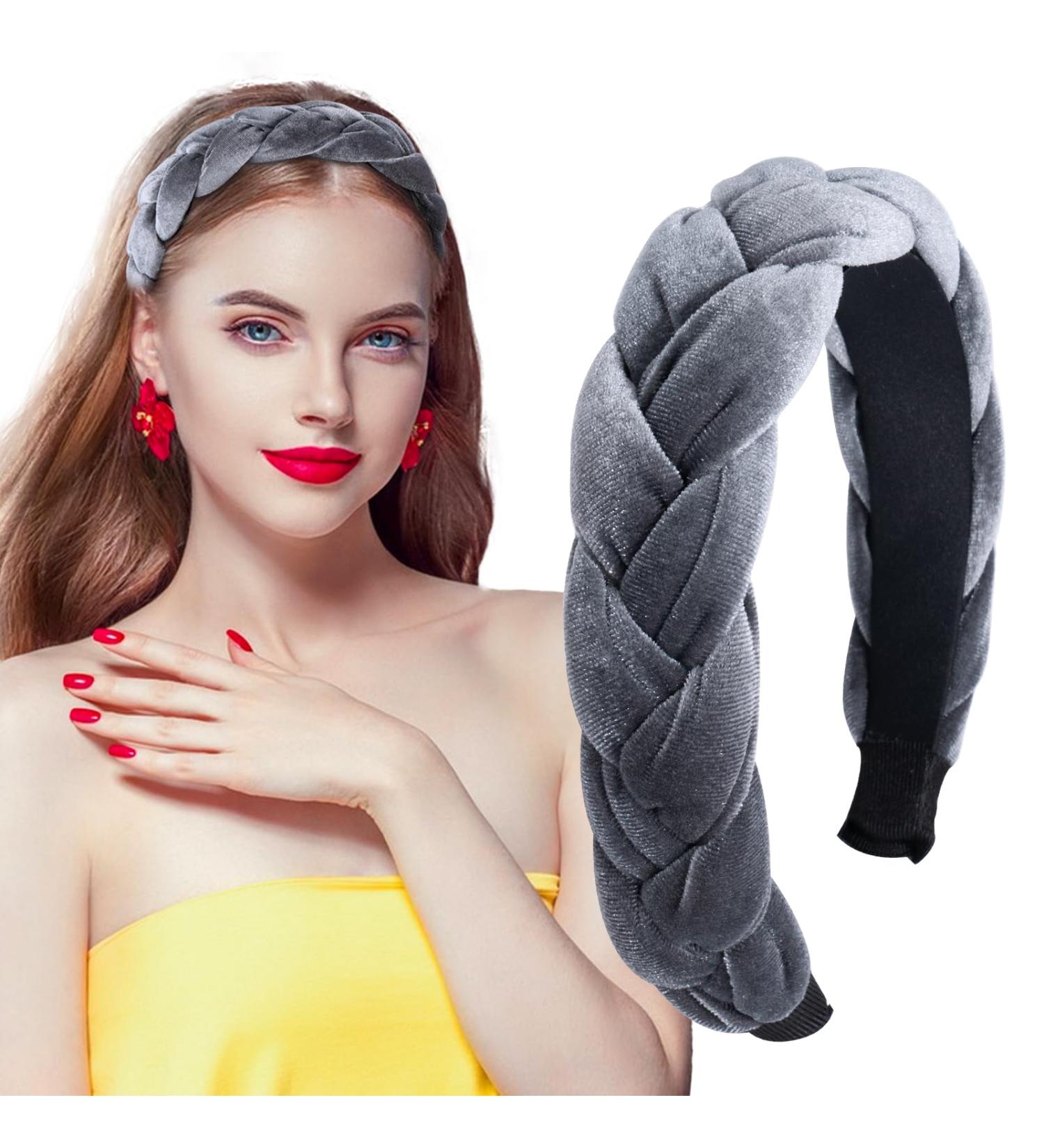 Vintage Gray Braided Headband - Rockabilly Fashion Hair Accessories for Women & Girls - Buy Online on GoSupps.com