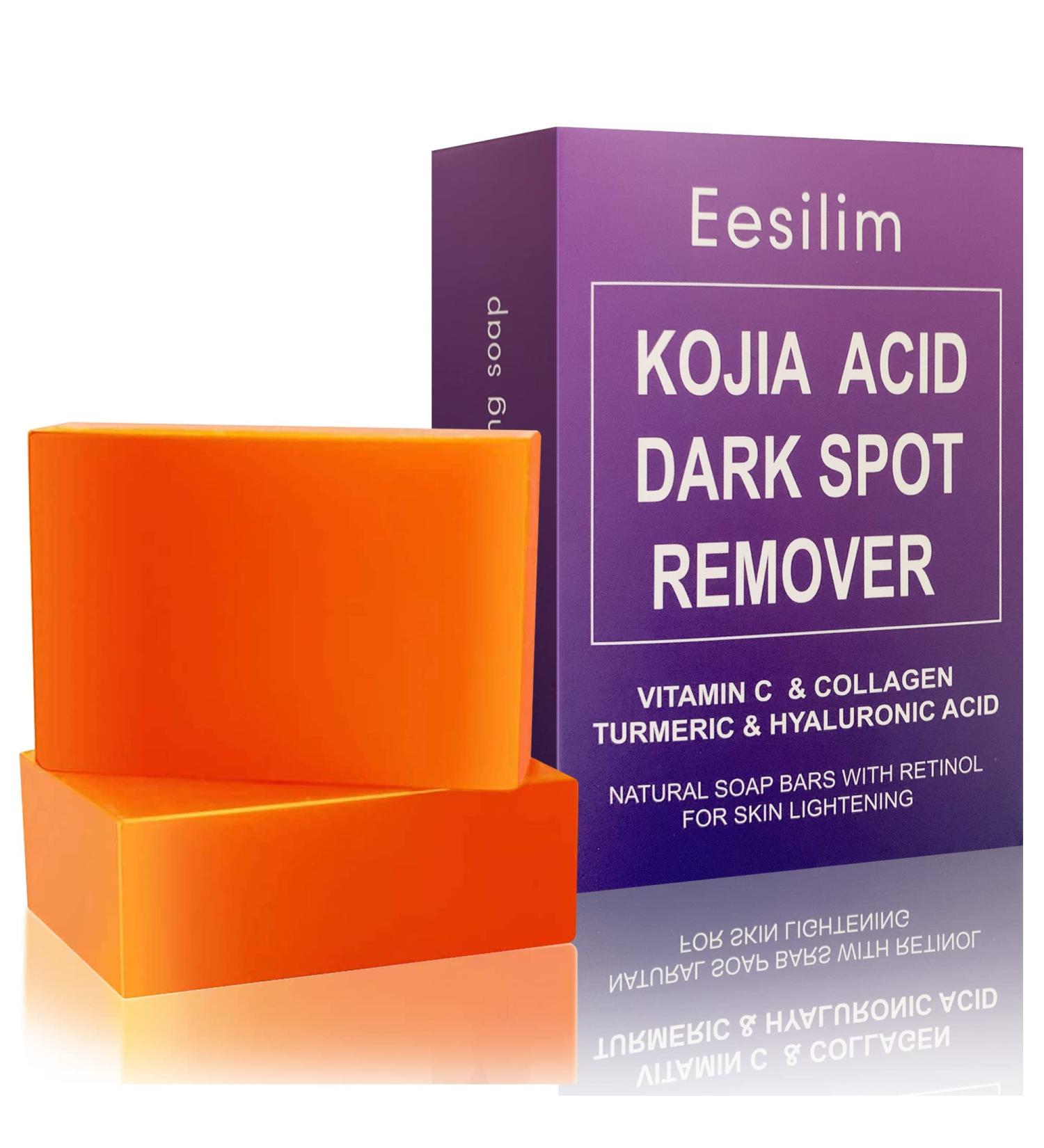 Eesilim Kojic Acid Skin Brightening Soap 65g - 2 Bars | Hyaluronic Acid, Tea Tree Oil | Dark Spot & Acne Scar Removal | Freckle Elimination | Men/Women, All Skin Types - Buy Online on GoSupps.com