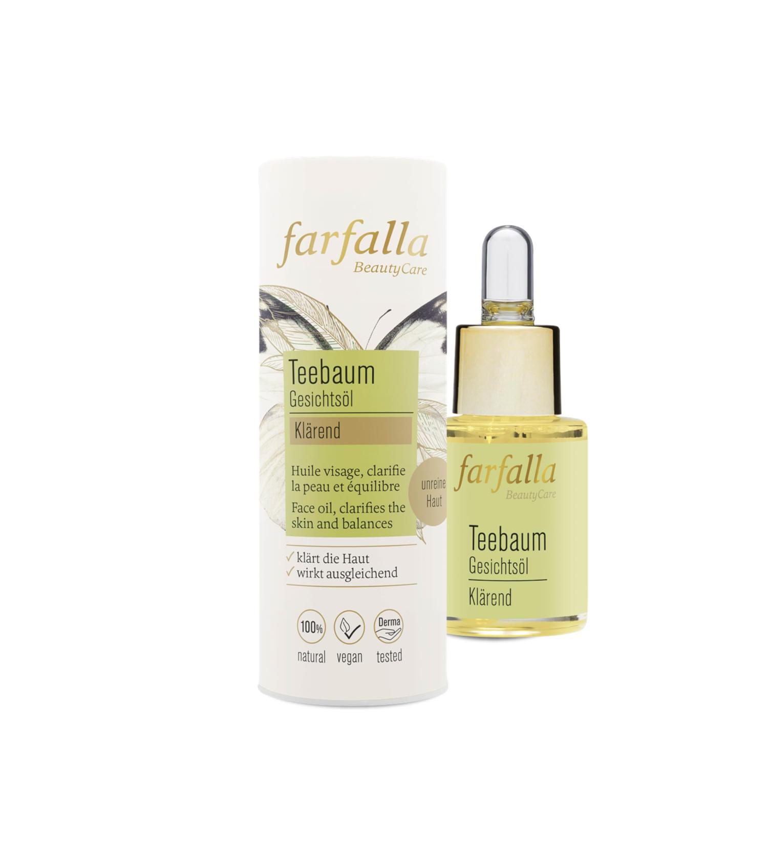  farfalla farfalla Teebaum Face Oil - Clarrend - 100% Certified Natural Cosmetics - 15ml - Buy Online on GoSupps.com