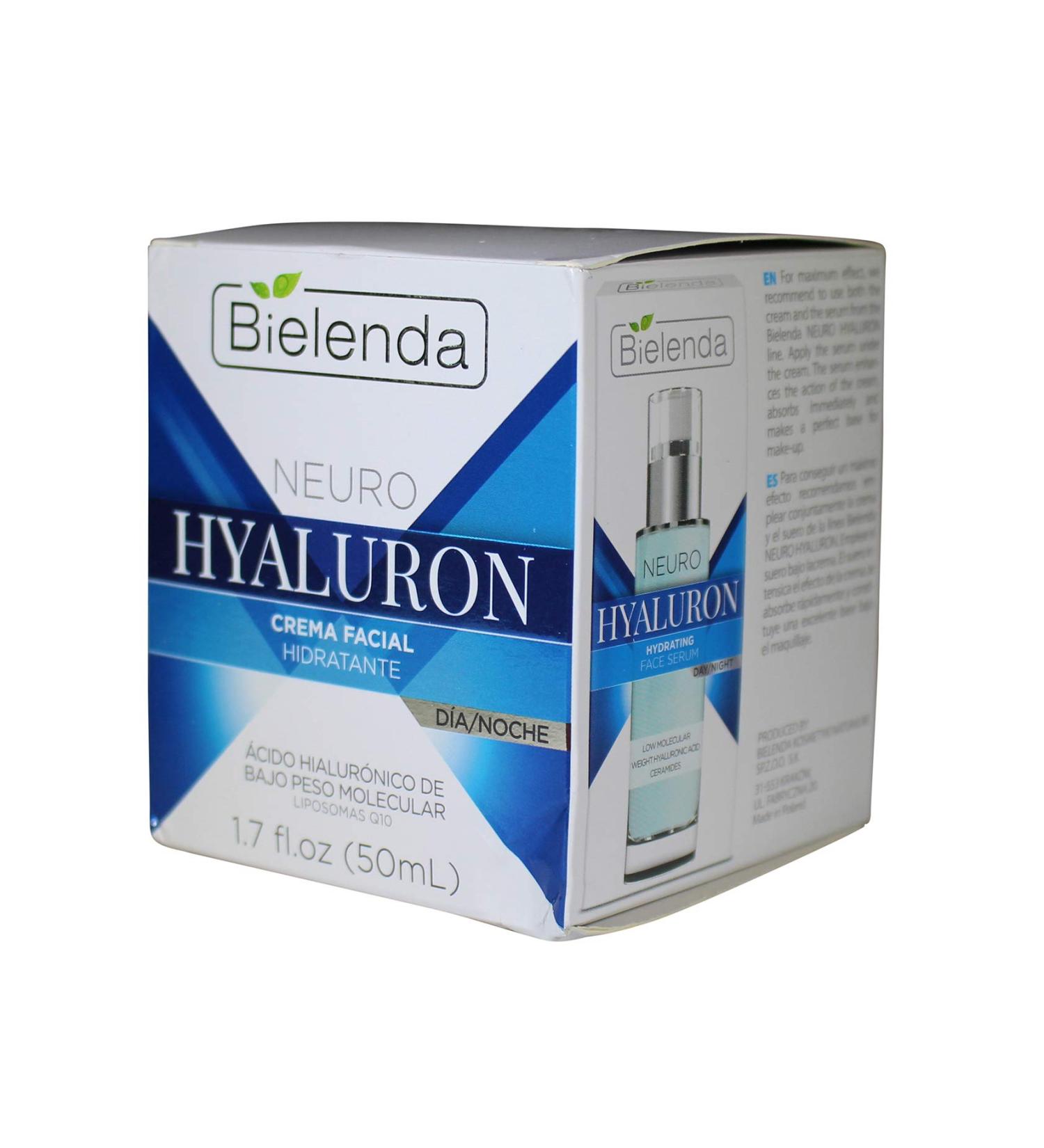 Bielenda Neuro Hyaluron Hydrating Face Cream 1.7 Oz - Day & Night Moisturizer for Radiant Skin | International Shipping Available - Buy Online on GoSupps.com