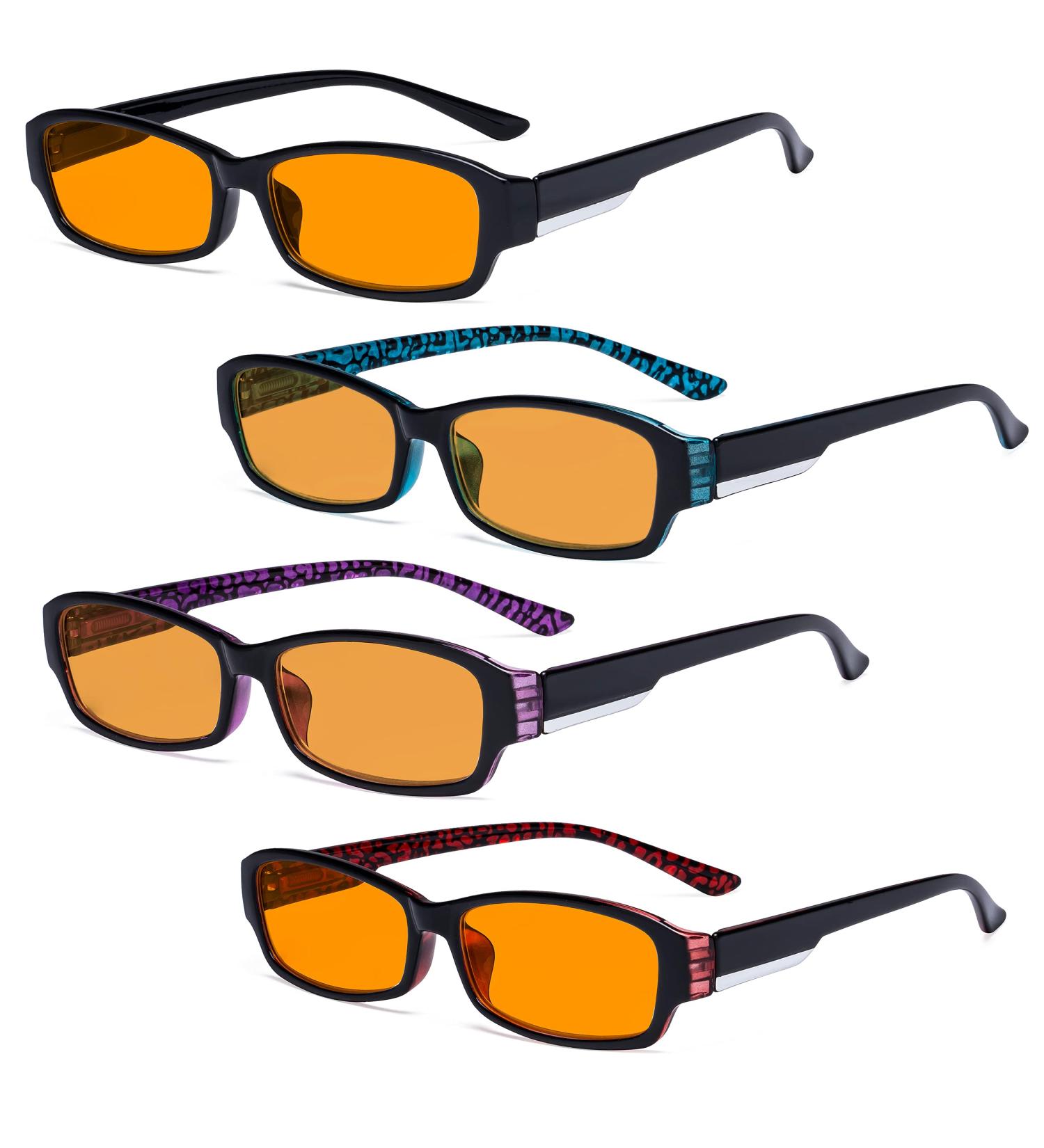 Eyekepper 4-Pack Women's Blue Light Blocking Reading Glasses - Orange Tinted +1.25 Magnification - Buy Online on GoSupps.com