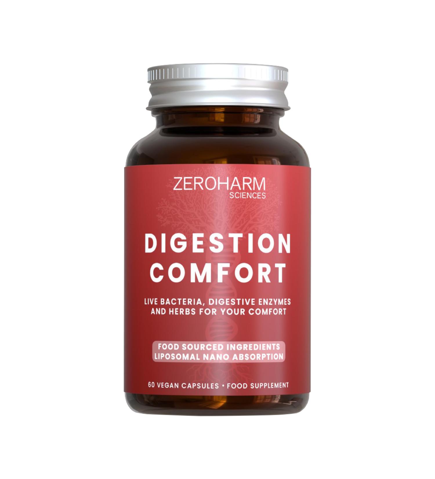 ZEROHARM Confort digestif M lange probiotique et pr biotique avec enzymes amla et inuline Soutien intestinal ballonnements et digestion 60 comprim s (1 paquet) - Buy Online on GoSupps.com