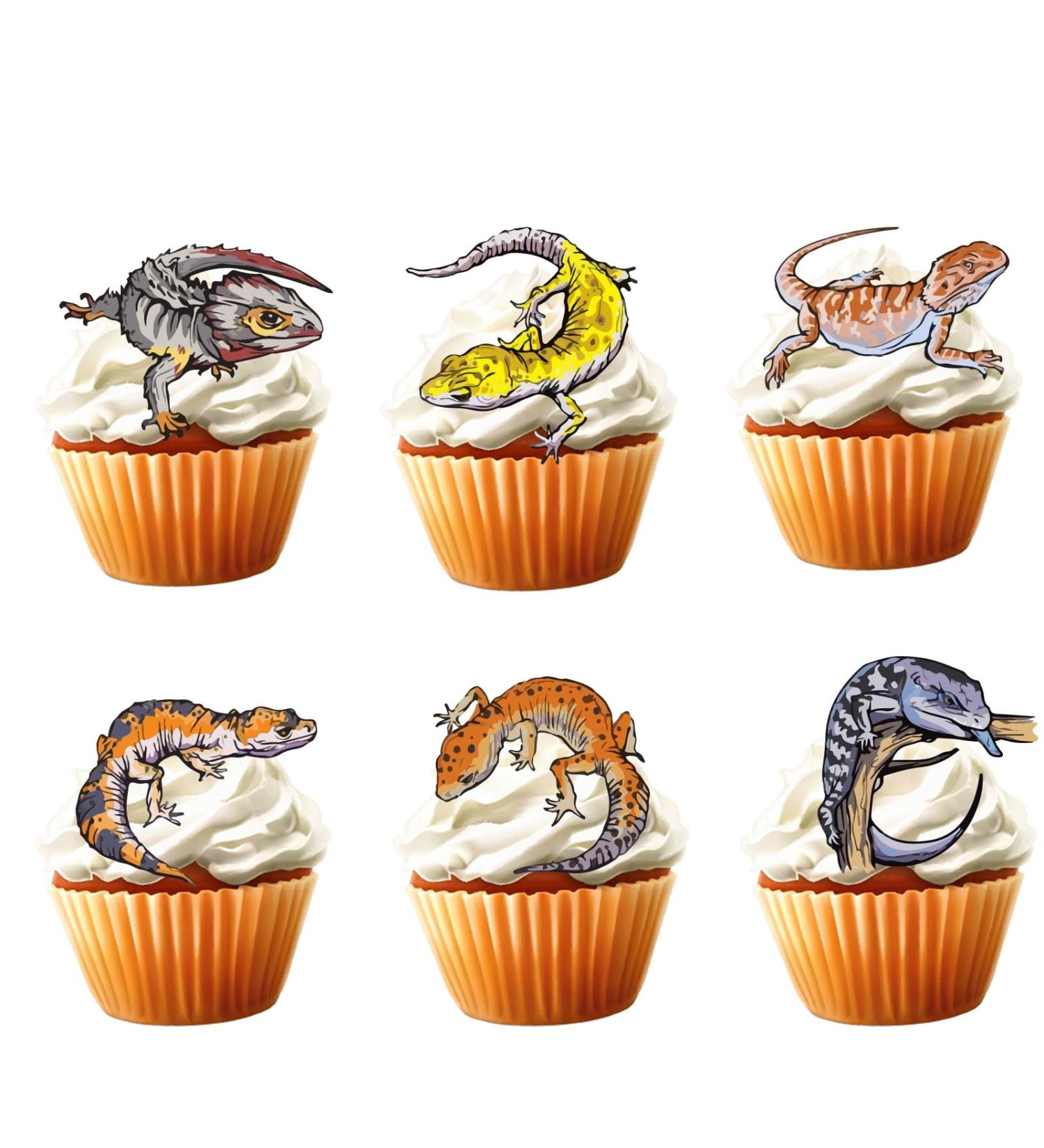 18pcs Leopard Gecko Cupcake Toppers for Boys Girls Reptile Birthday Party Decorations Lizard Party Supplies Reptile Pet Cake Decorations - Buy Online on GoSupps.com
