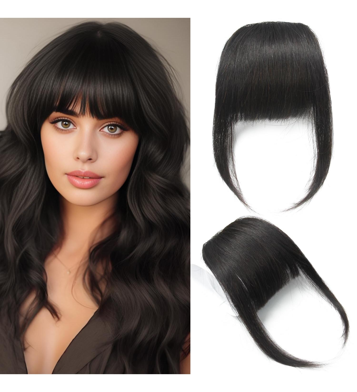 Thick Human Hair Bangs Extension - Natural Black Fringe | Unprocessed & Real Hair - Buy Online on GoSupps.com