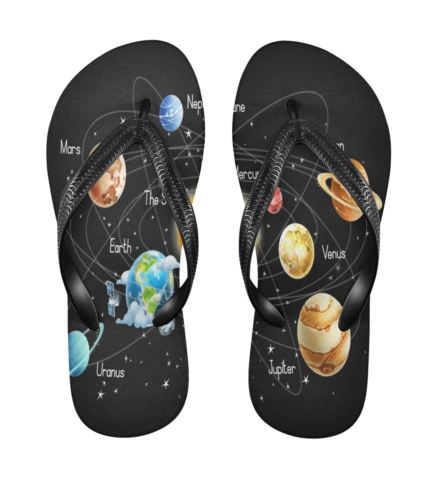 Buy Mnsruu Universe Galaxy Solar System Flip Flops & Slippers for Men & Women - Stylish Sandals for Home Spa Travel - Buy Online on GoSupps.com