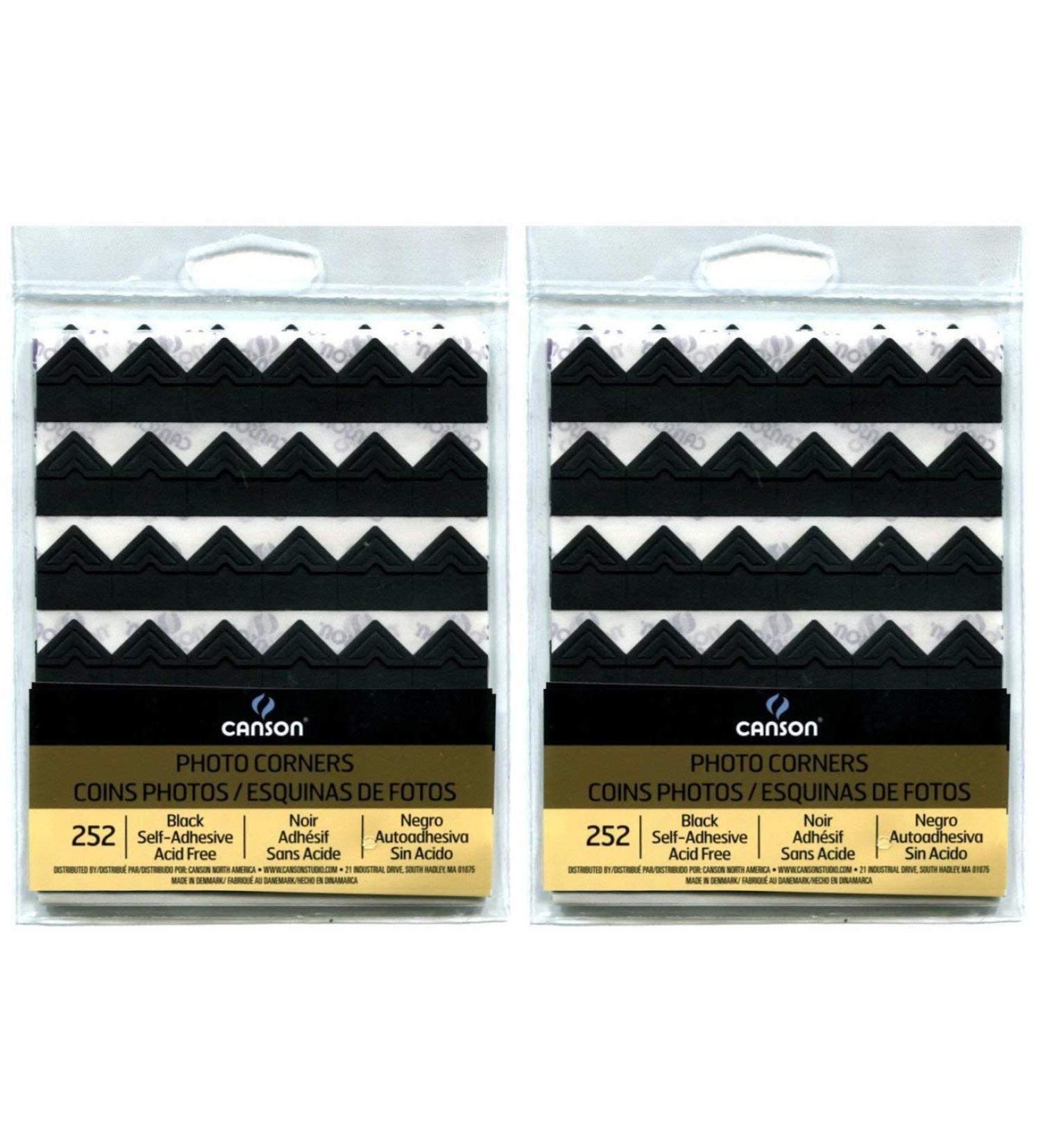 2-Pack Bundle - Canson Self Adhesive Photo Corners Peel-Off Archival Quality Black 252 count each Pack