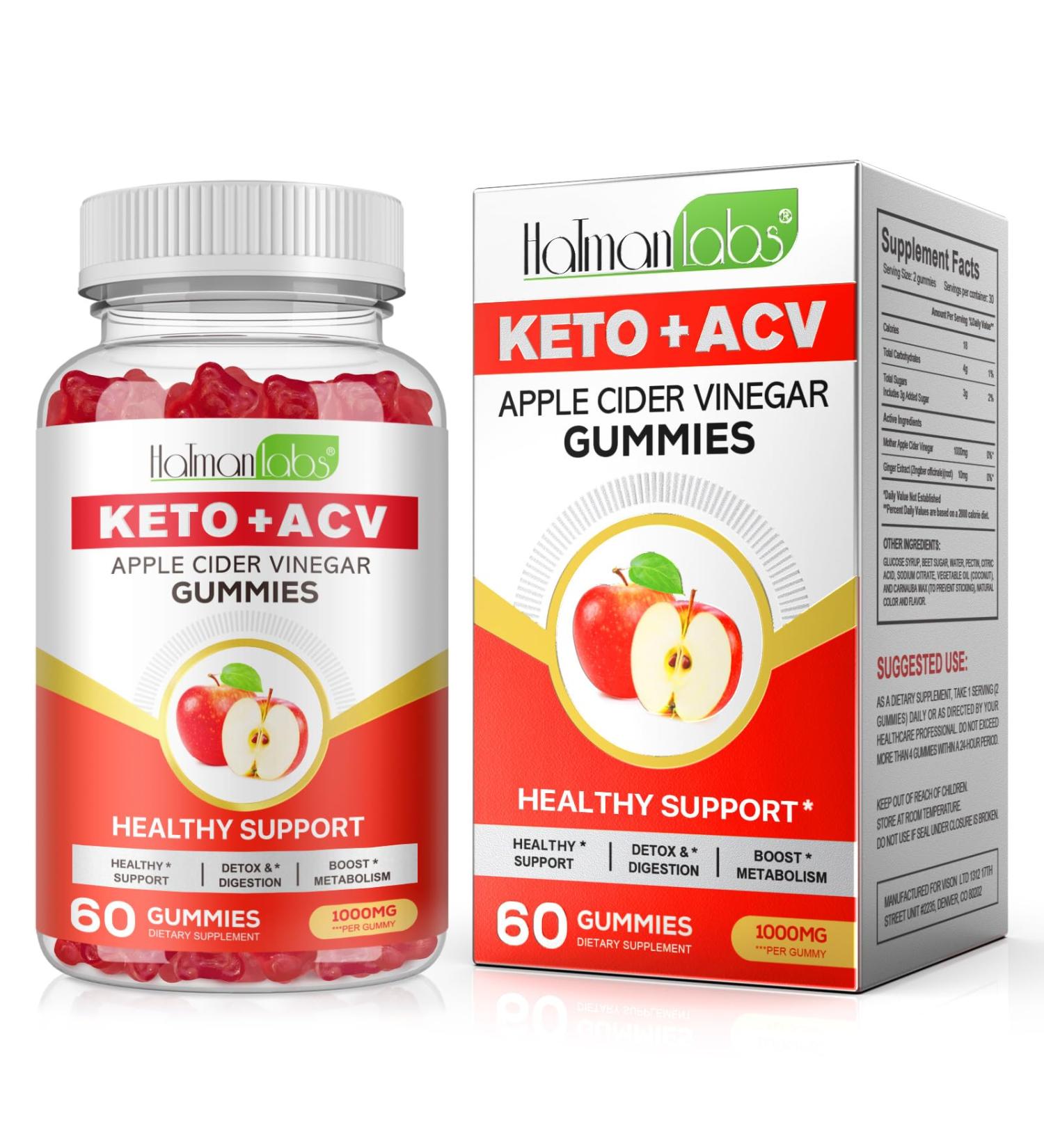 Rsgrt Apple Cider Vinegar Gummies with Vitamin B12 & Folic Acid | 60 Vegan Gummies for Weight Management | High-Strength ACV for Men & Women - Buy Online on GoSupps.com