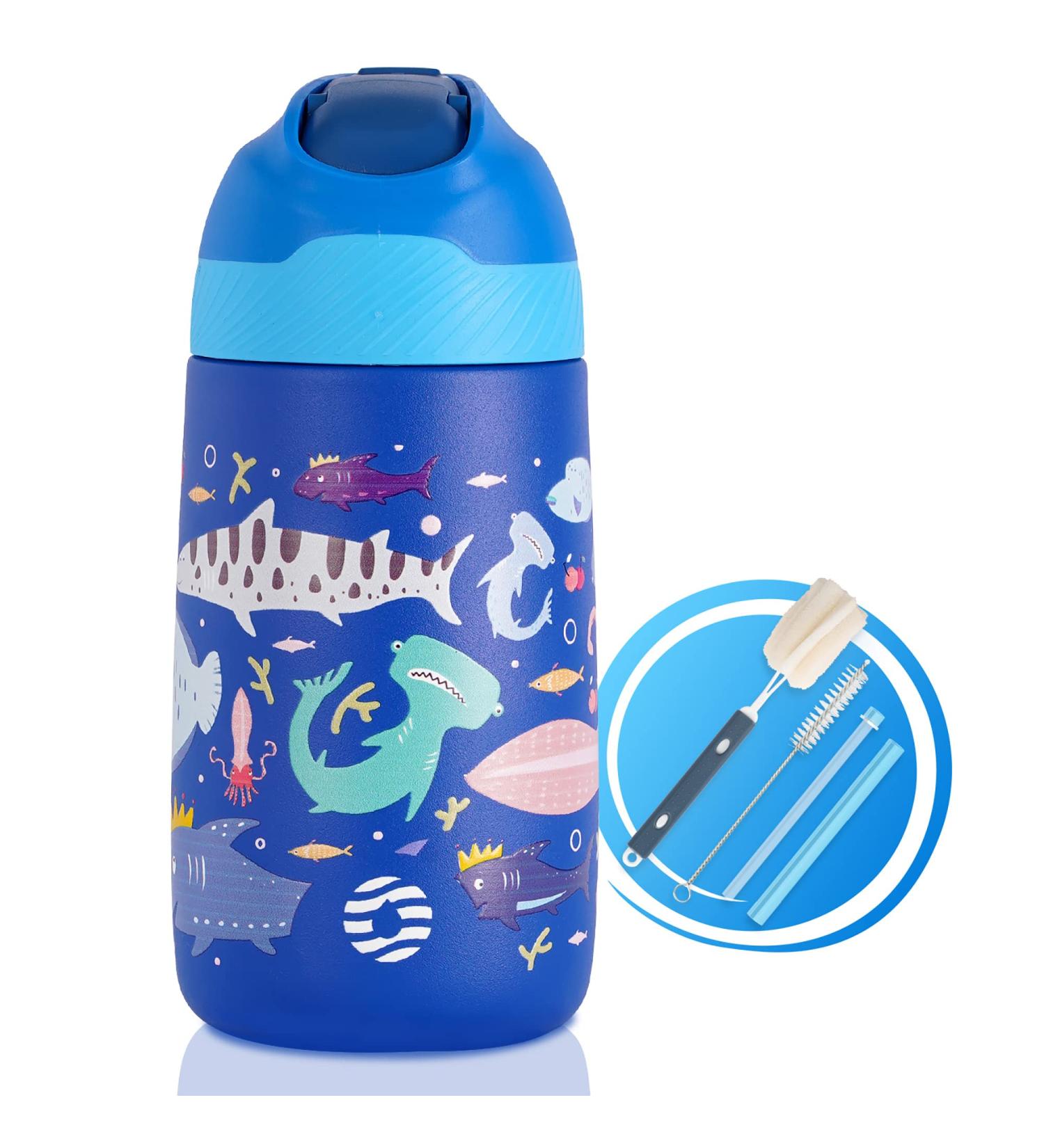 FEIJIAN Kids 12oz Insulated Water Bottle with Straw Lid - BPA-Free Stainless Steel Tumbler for Toddlers - Leak-Proof & Reusable - Ocean Blue - Buy Online on GoSupps.com