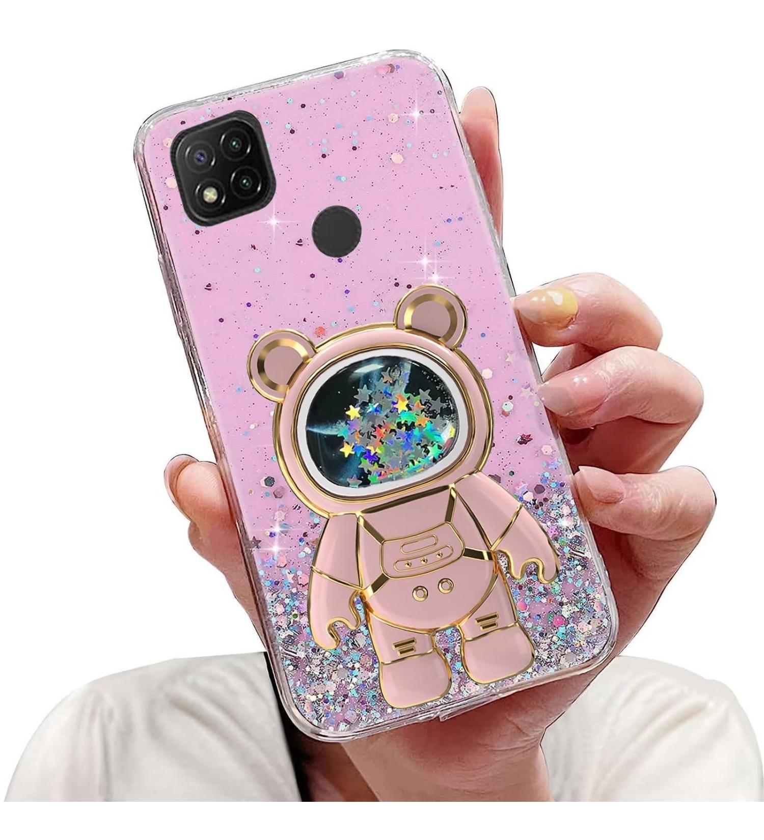 Buy Tivenfezk Nadoli Glitter Astronaut Case for Xiaomi Redmi 10A Soft Silicone Transparent Protective Shell with Hidden Stand Pink Caricature Design - Buy Online on GoSupps.com