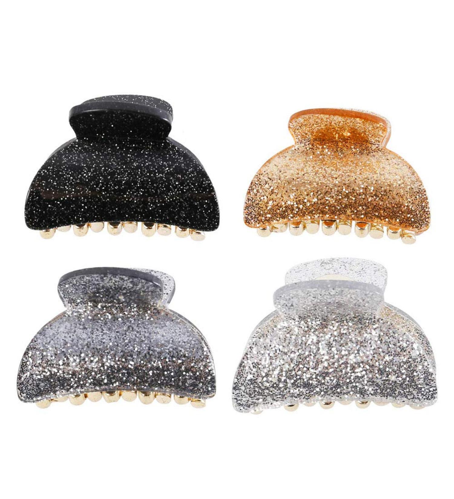 4 Pcs Glitter Acrylic Hair Claw Clips - Non Slip Hair Barrette Clamps for Women and Girls - Buy Online on GoSupps.com