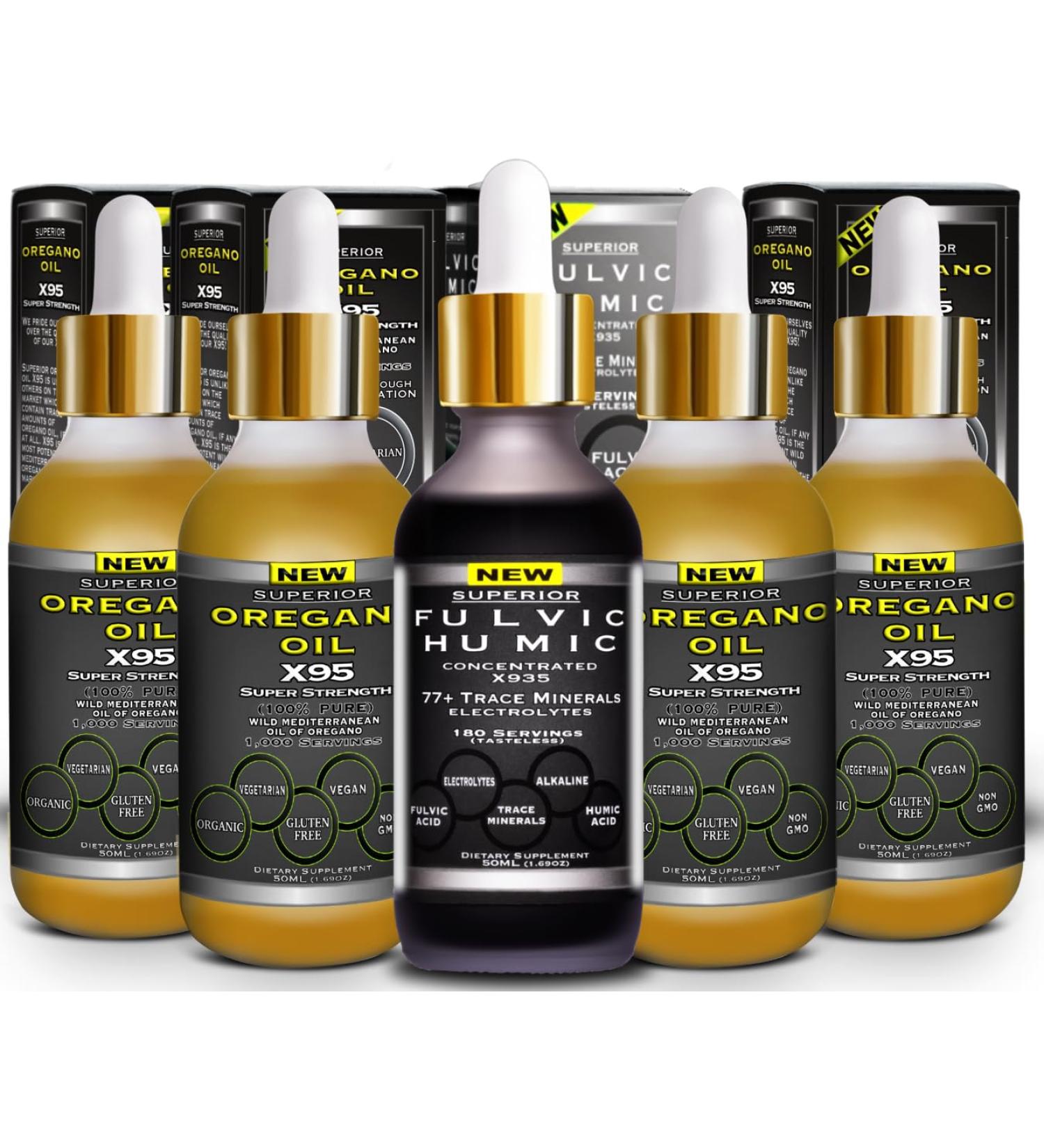 Fulvic Acid Humic Ionic Trace Mineral Drops with Electrolytes Plus Oregano Oil Drops Super Strength More Versatile Then Oil of Oregano Softgels and Capsules - Buy Online on GoSupps.com