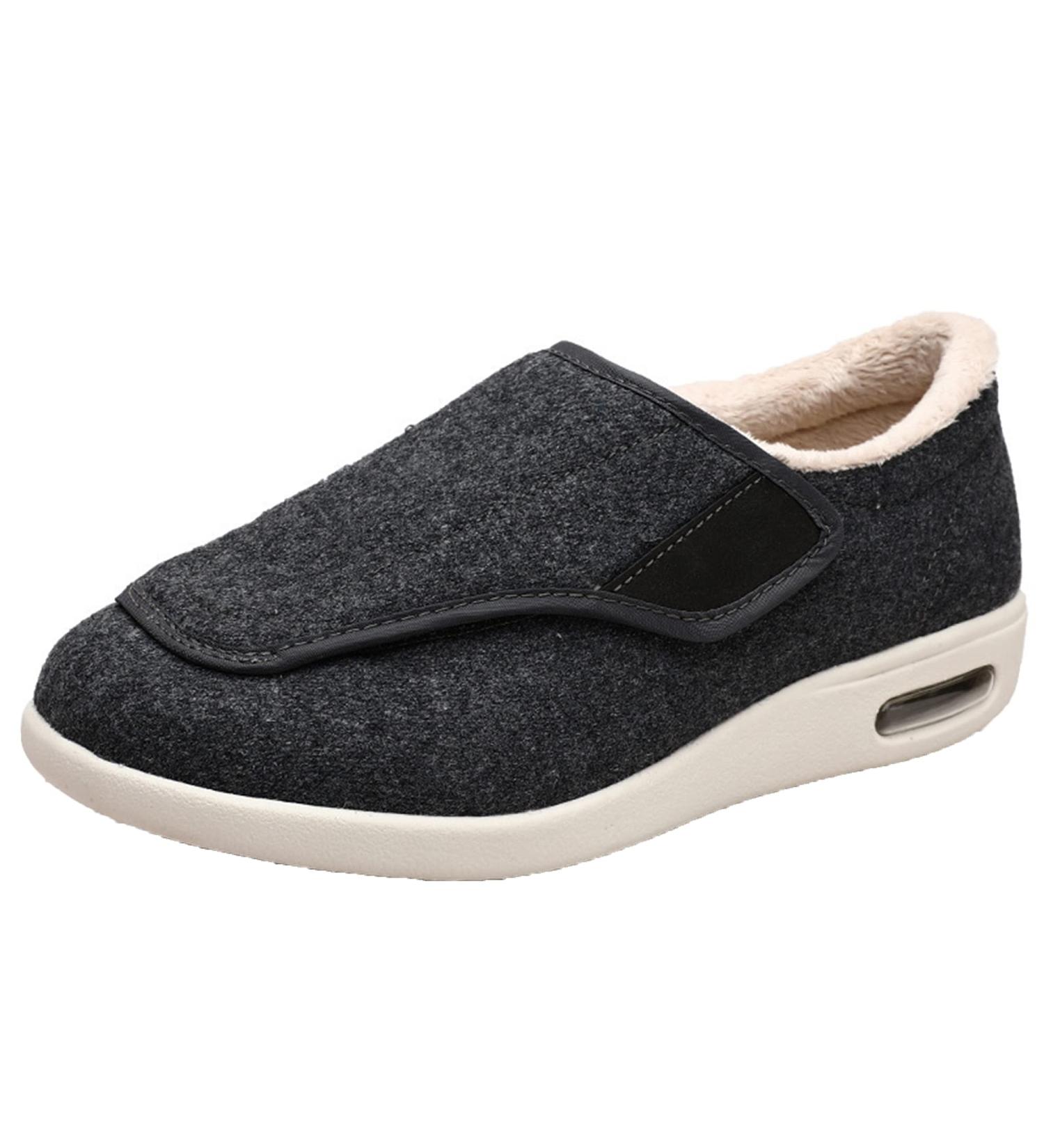 Men's Diabetic Wide Fit Orthopedic Slippers | Adjustable for Swollen Feet & Plantar Fasciitis - Size 11.5 Grey - Buy Online on GoSupps.com