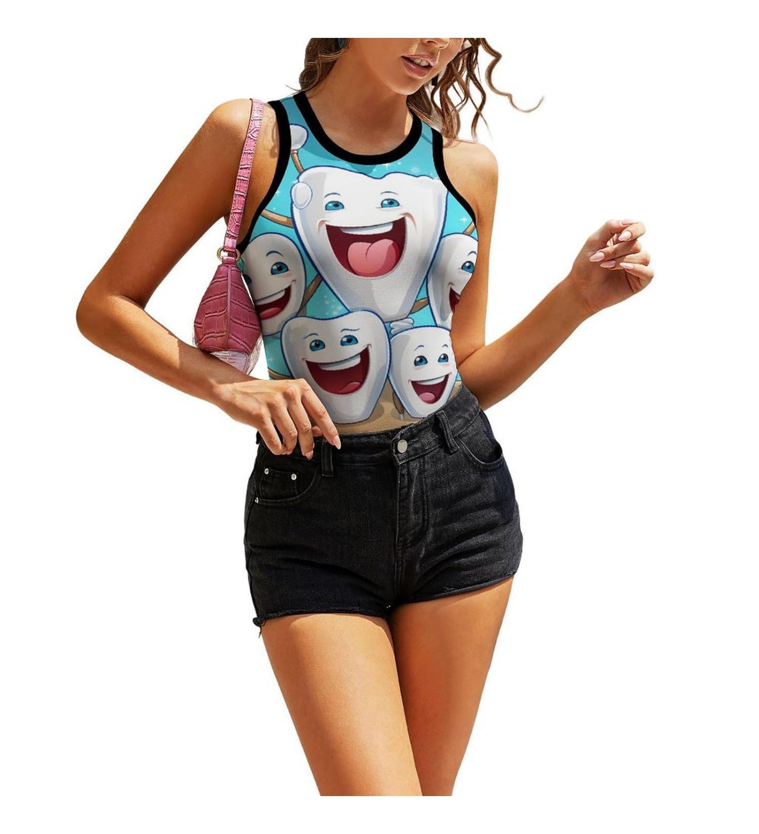 Cute Teeth Dentist Dentistry Dental Women's Tank Top Workout Sleeveless Shirts Summer Tshirt Tee Tops Small - Buy Online on GoSupps.com