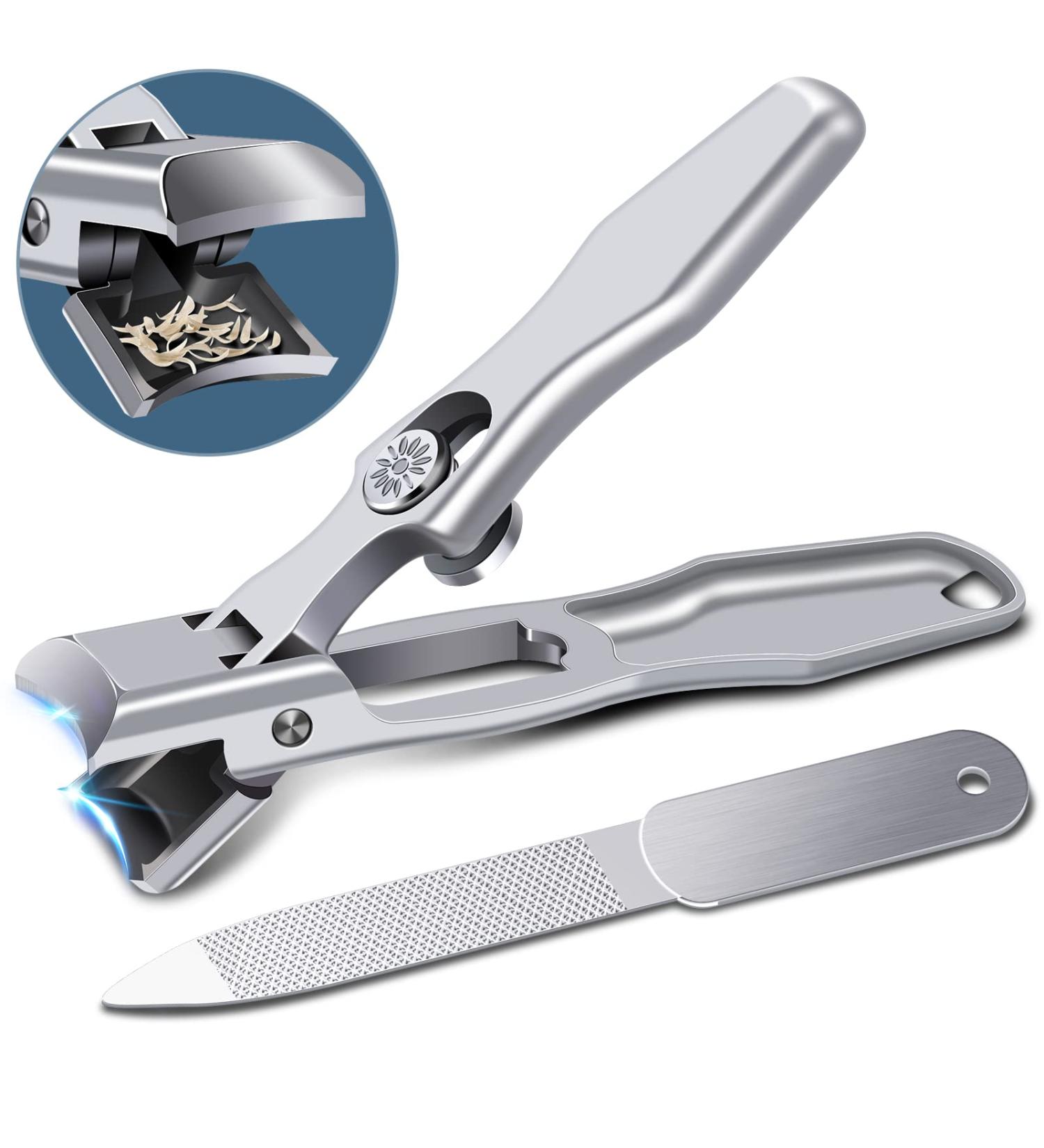 DRMODE Nail Clippers Set - Wide Jaw Opening Toenail Clippers for Thick Nails Stainless Steel Large Nail Clippers with Sharp Curved Blade - Perfect for Men - 2 Pieces - Buy Online on GoSupps.com