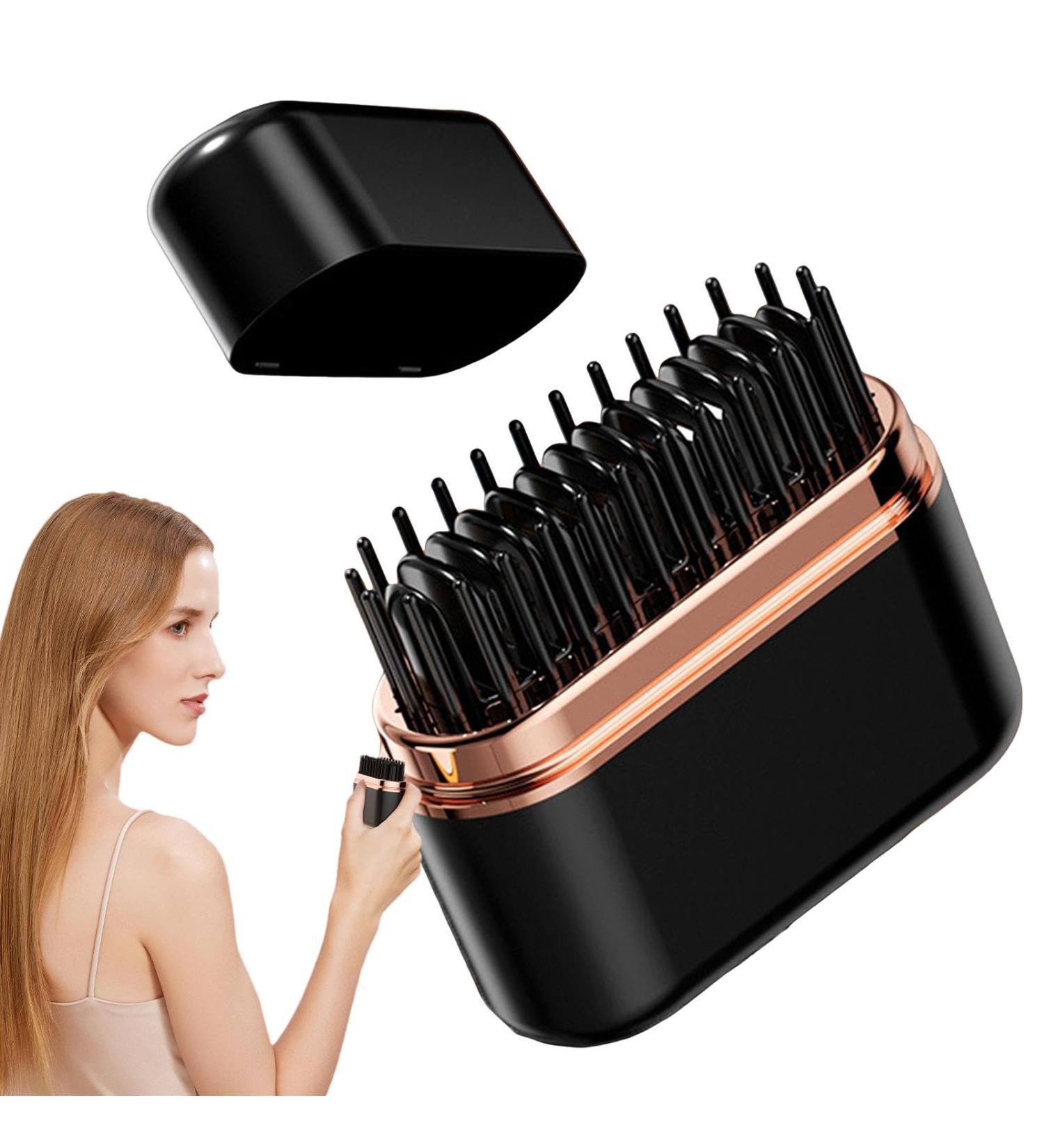 Hair Straightener Brush - Compact Ionic Styling Comb with 3 Temp Settings for Women | Portable Hair Straightener for Home & Travel - Buy Online on GoSupps.com