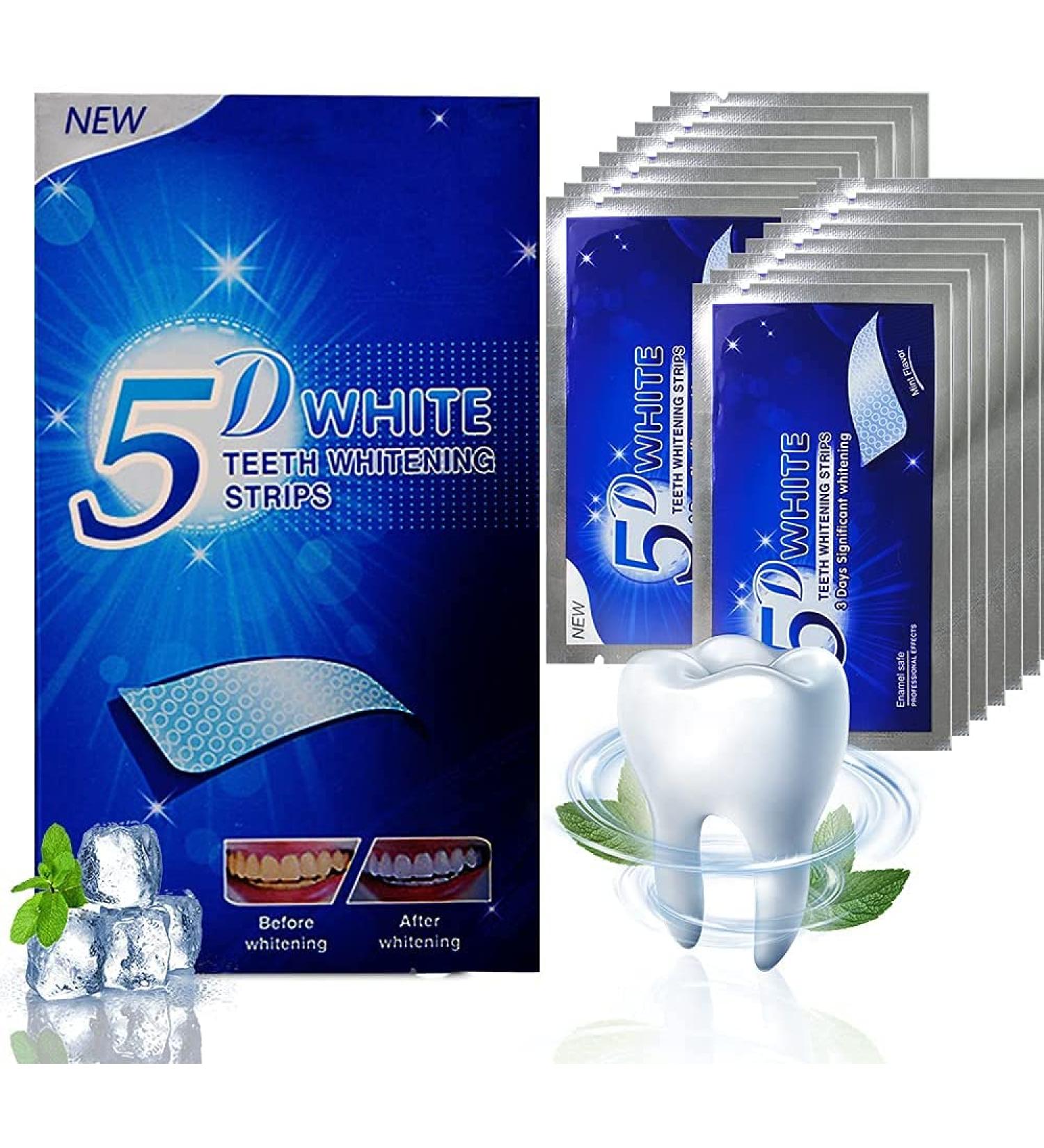 Tooth White Stripes - 56 PCs 5D Whitening Strips - 28 Pack Mint Flavor Home Use Kit for Stubborn Stains - Buy Online on GoSupps.com