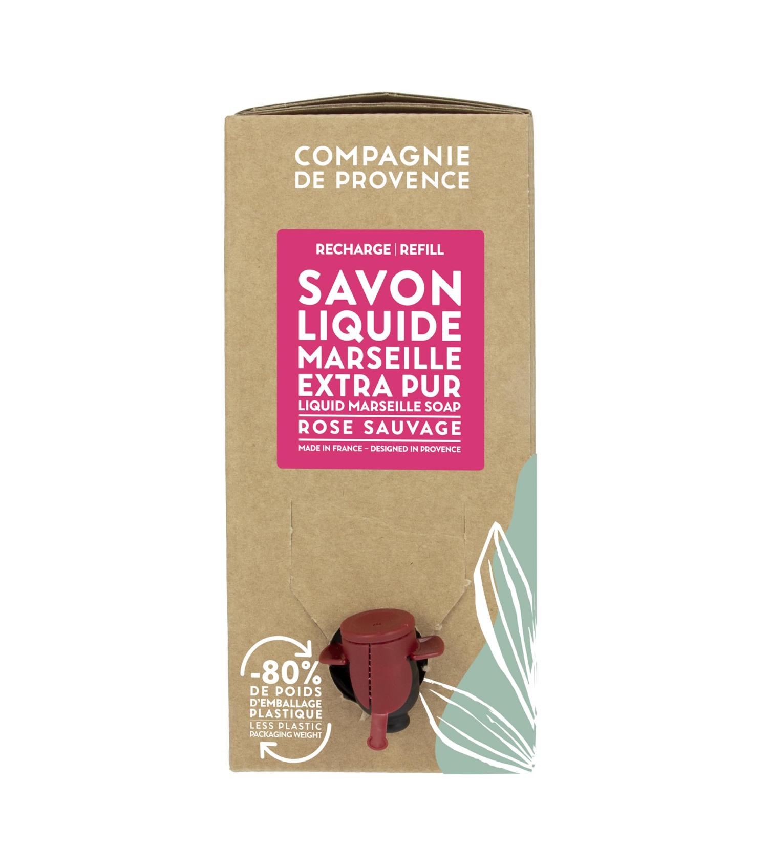 Compagnie de Provence Savon de Marseille Extra Pure Liquid Soap Wild Rose 101.4 Fl Oz Eco Refill - Buy Online on GoSupps.com