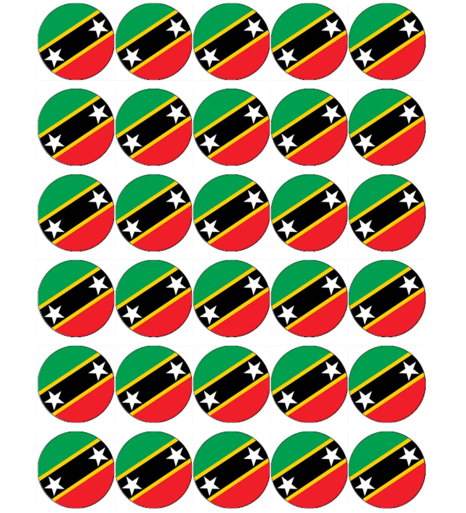 30 Saint Kitts and Nevis Flags Cupcake Toppers Edible Wafer Paper Fairy Cake Toppers Birthday Cake Decorations