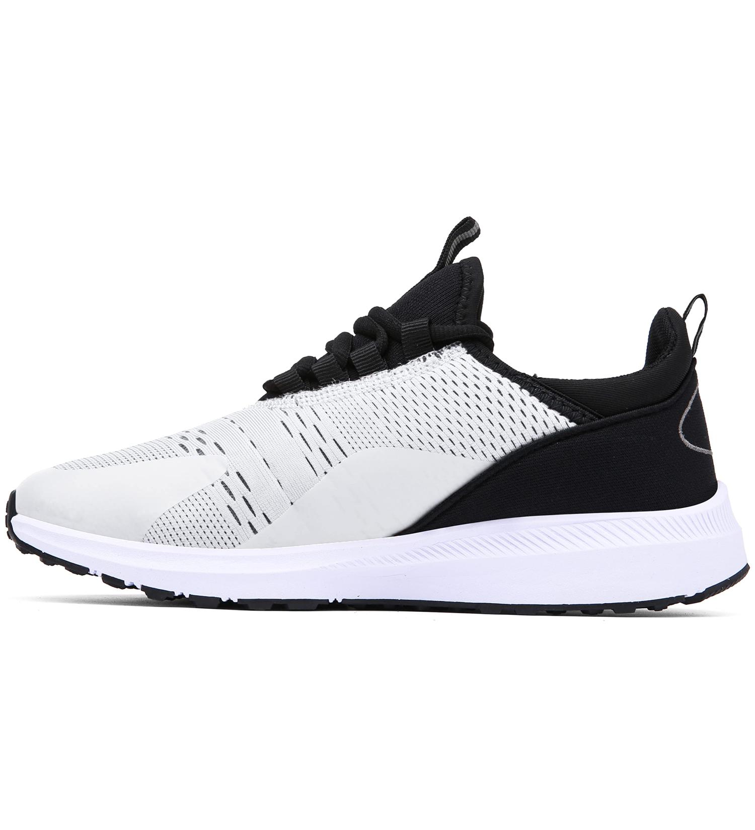Mens Breathable Sports Sneakers - Slipproof Running Shoes | EU 43 Black & White Fitness Footwear - Buy Online on GoSupps.com