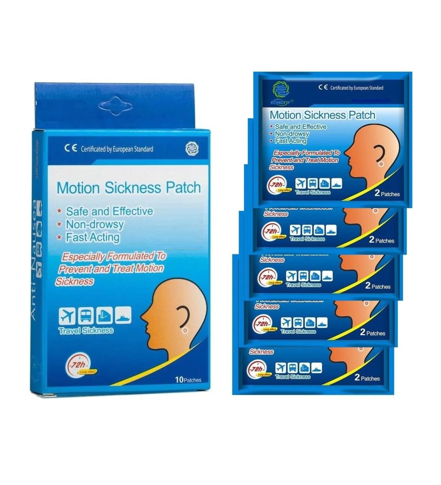 KONGDY Motion Sickness Patches - Anti Nausea Relief for Travel, Car, Sea, Air - CE FDA Certified (10) - Buy Online on GoSupps.com