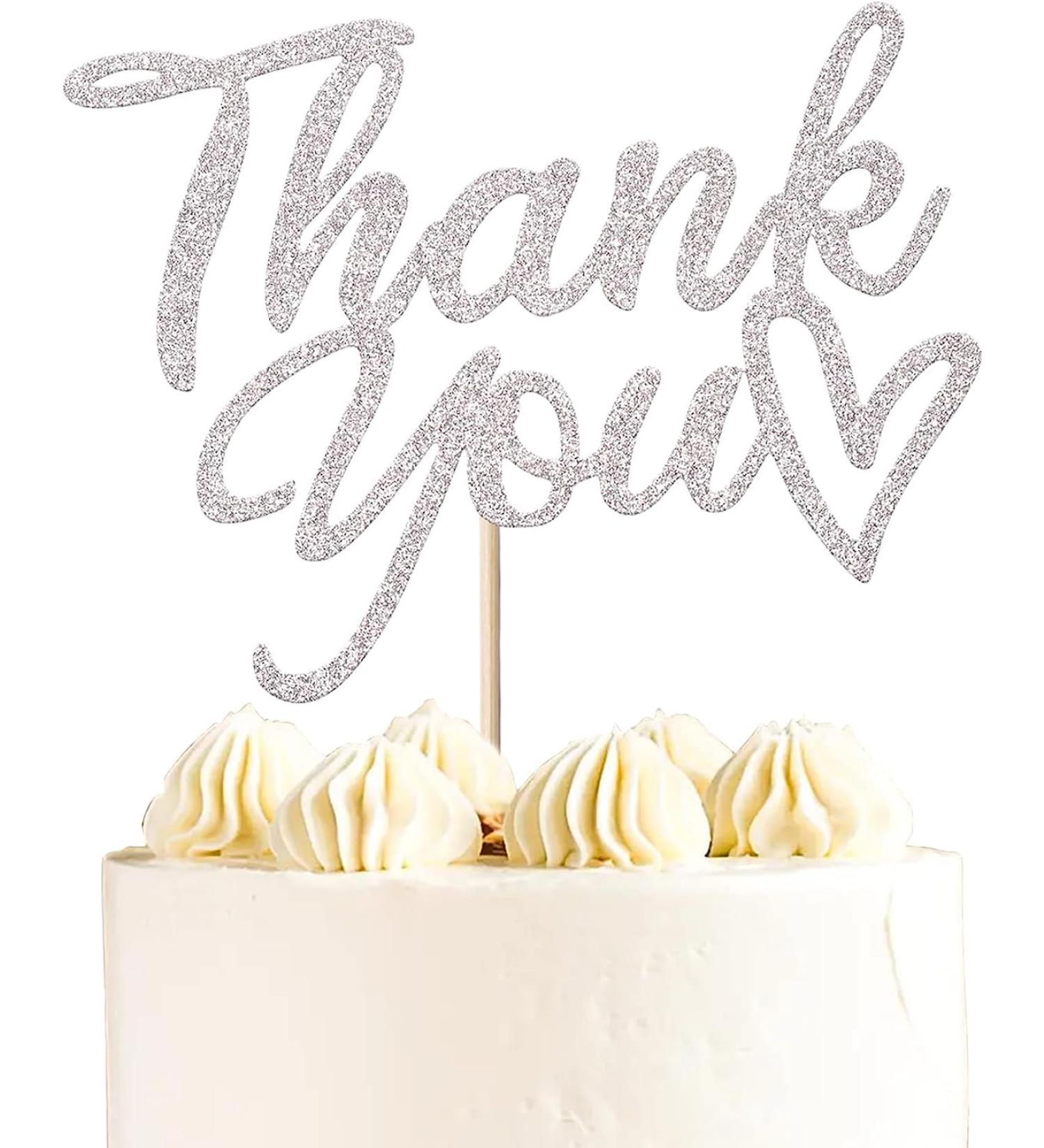 1 Piece Thank You Cake Decoration Glitter Thank You Cake Decoration Thanksgiving Day Cupcake Decorations Wedding Anniversary Birthday Party Silver New Silver - Buy Online on GoSupps.com