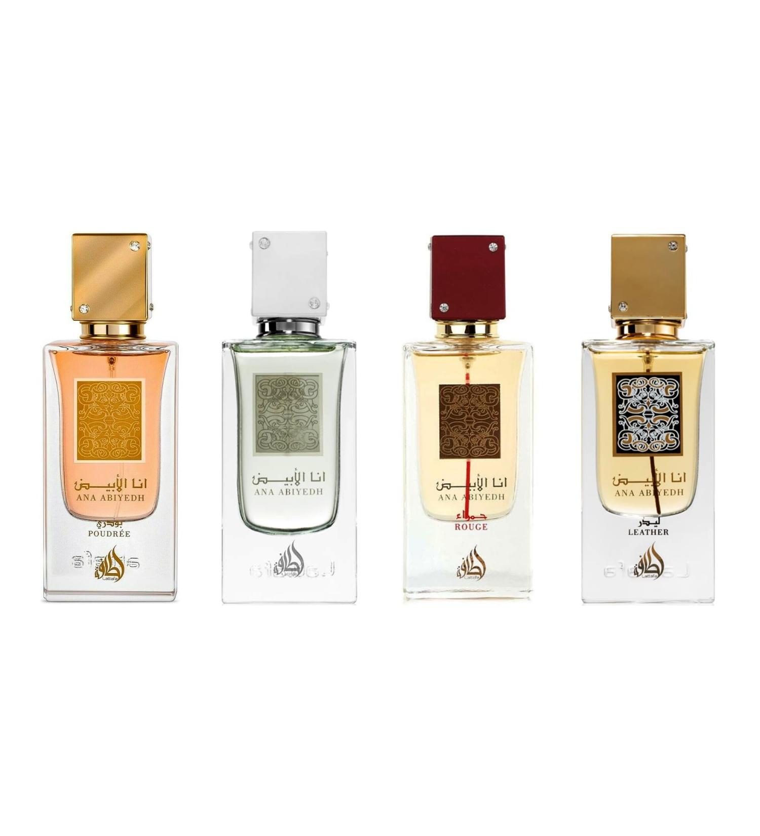 Lattafa Ana Abiyedh 4-Piece Gift Set (ANA ABIYEDH ROUGE LEATHER POUDREE) ANA ABIYEDH ROUGE LEATHER POUDREE 2 Fl Oz (Pack of 4)