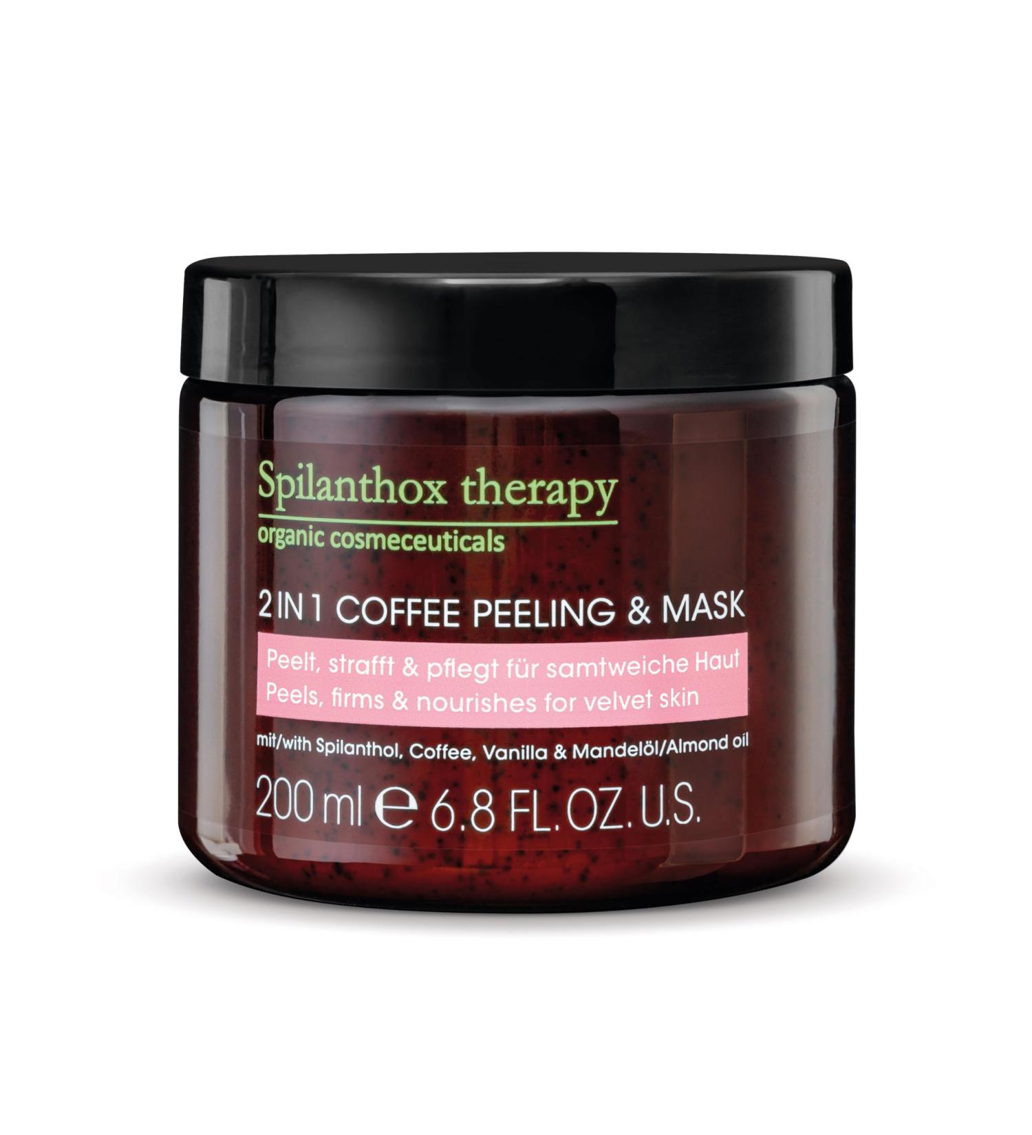 Spilanthox Therapy 2-in-1 Coffee Peeling & Mask - Anti-Aging Vegan Face Mask with Spilanthol Almond Oil & Caffeine - 200ml for Tight Radiant Skin - Buy Online on GoSupps.com