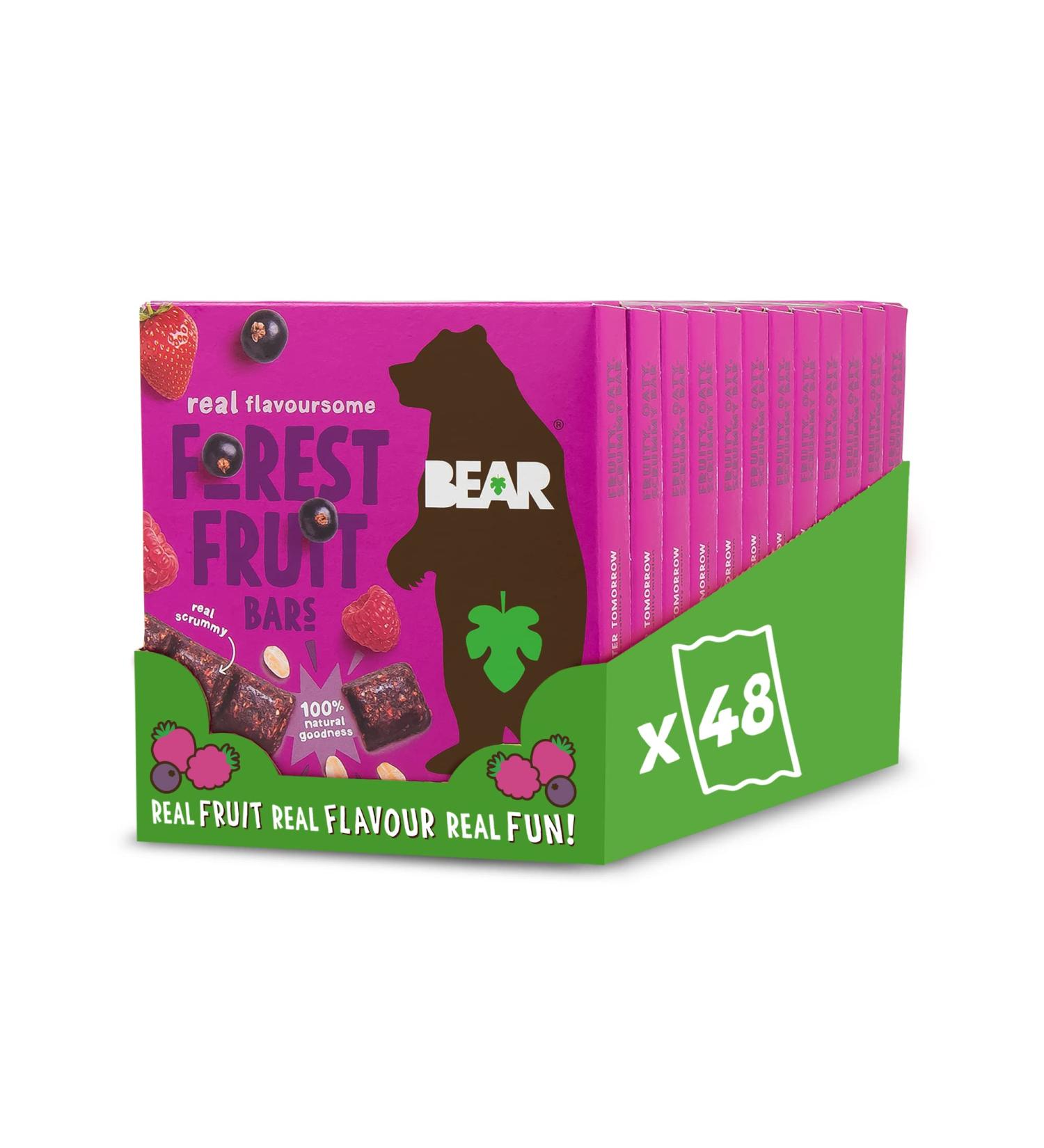 BEAR Forest Fruit Bars - Healthy Fruit Oat and Nut Snack - 27g (48 bars) - Buy Online on GoSupps.com
