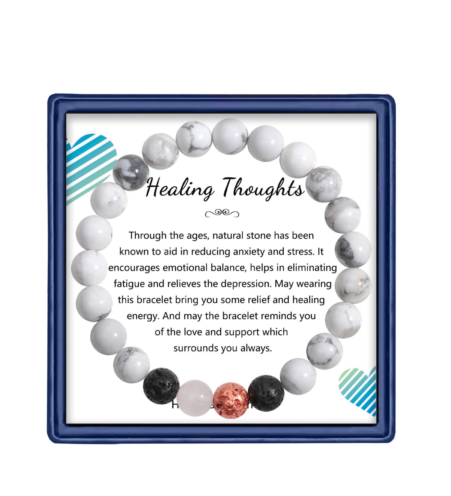 Healing Bracelets for Women Anti Anxiety Yoga Beads Stress Relief Healing Thoughts Bracelets Relaxation Gift Aromatherapy Essential Oil Diffuser Lava Bracelet Gifts for Women Men Girls White - Buy Online on GoSupps.com